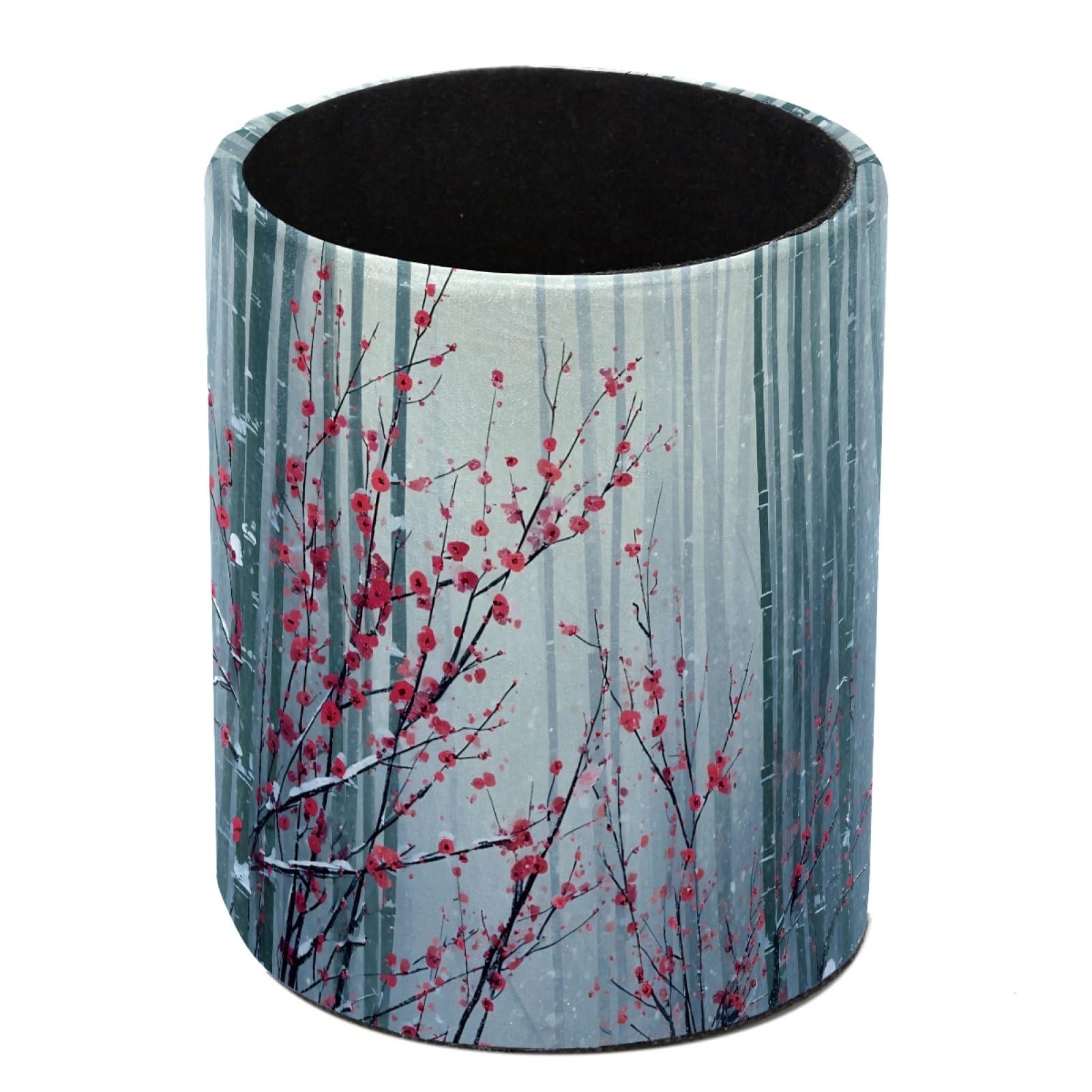 FWJZDSP Bamboo Cherry Blossoms Pencil Cup Pen Organizer Makeup Brush Holder for Office Home Countertop Desk Accessory Storage