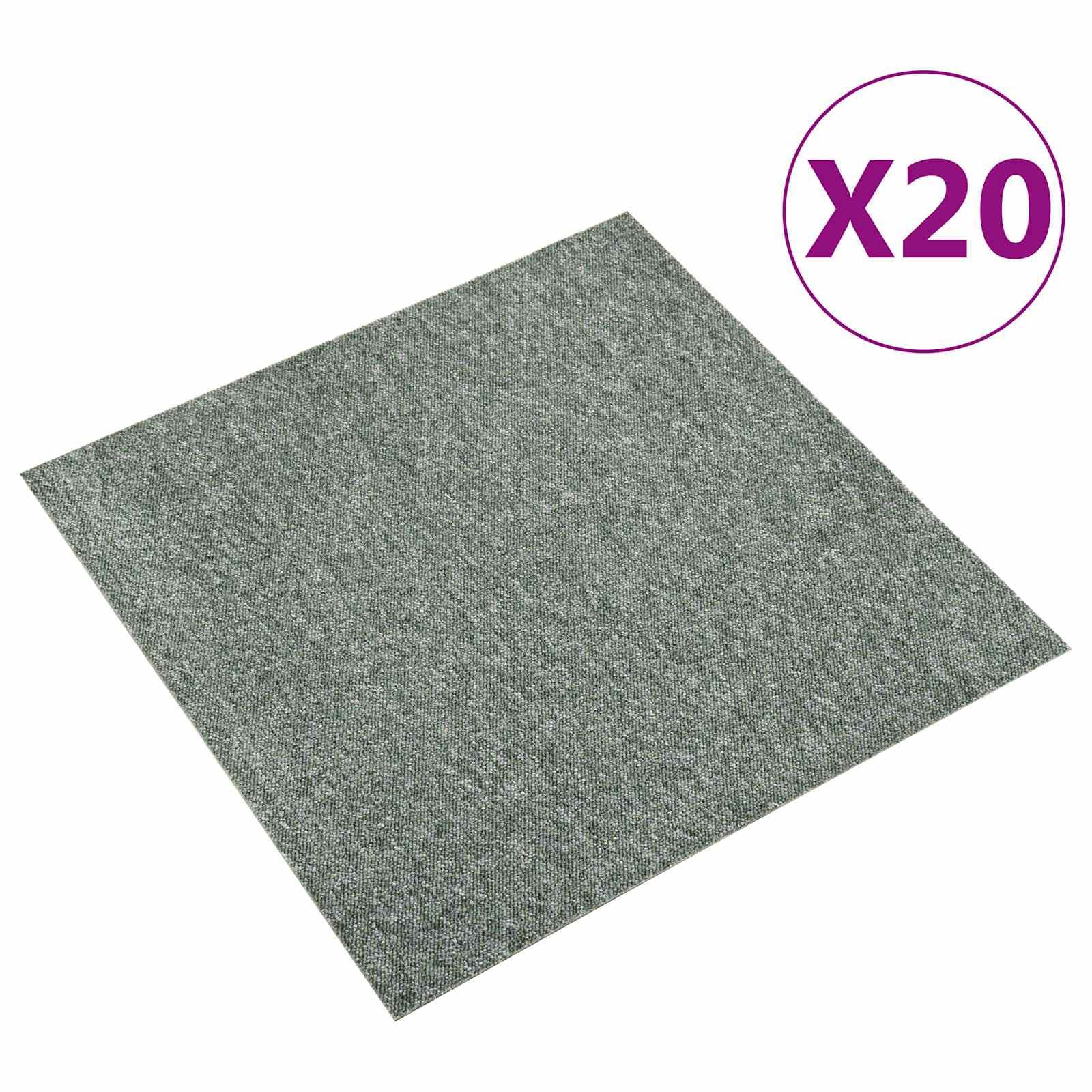 Set mit 20 Teppichfliesen, Polypropylen, 50 x 50 cm, Anthrazit