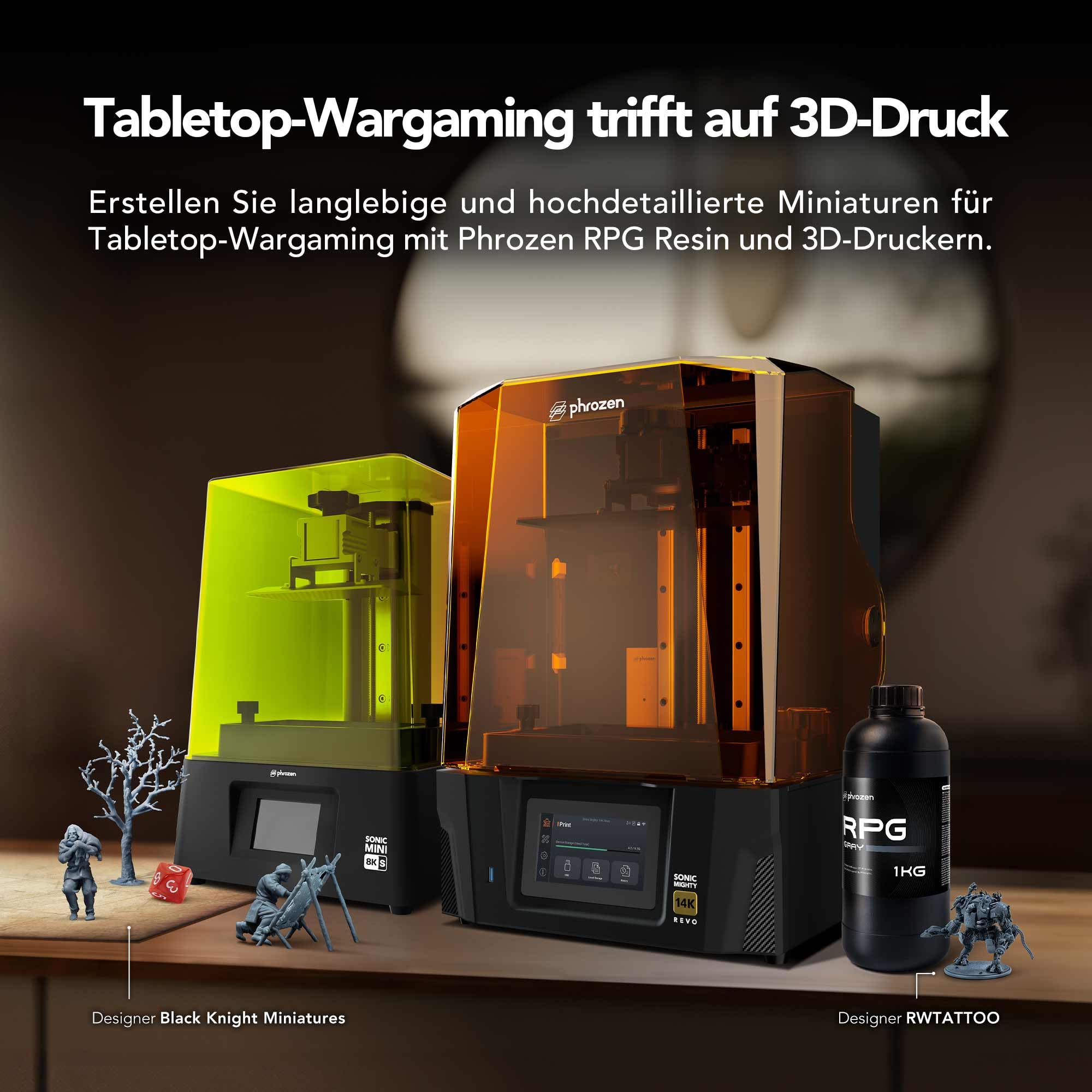 Phrozen RPG Resin | 3D Drucker Resin für SLA/DLP/LCD 3D Printer | 405nm Standard Photopolymer Druck Harz | Hohe Flexibilität und Detailgenauigkeit | ideal für RPG-Modelle - Grau (1kg)