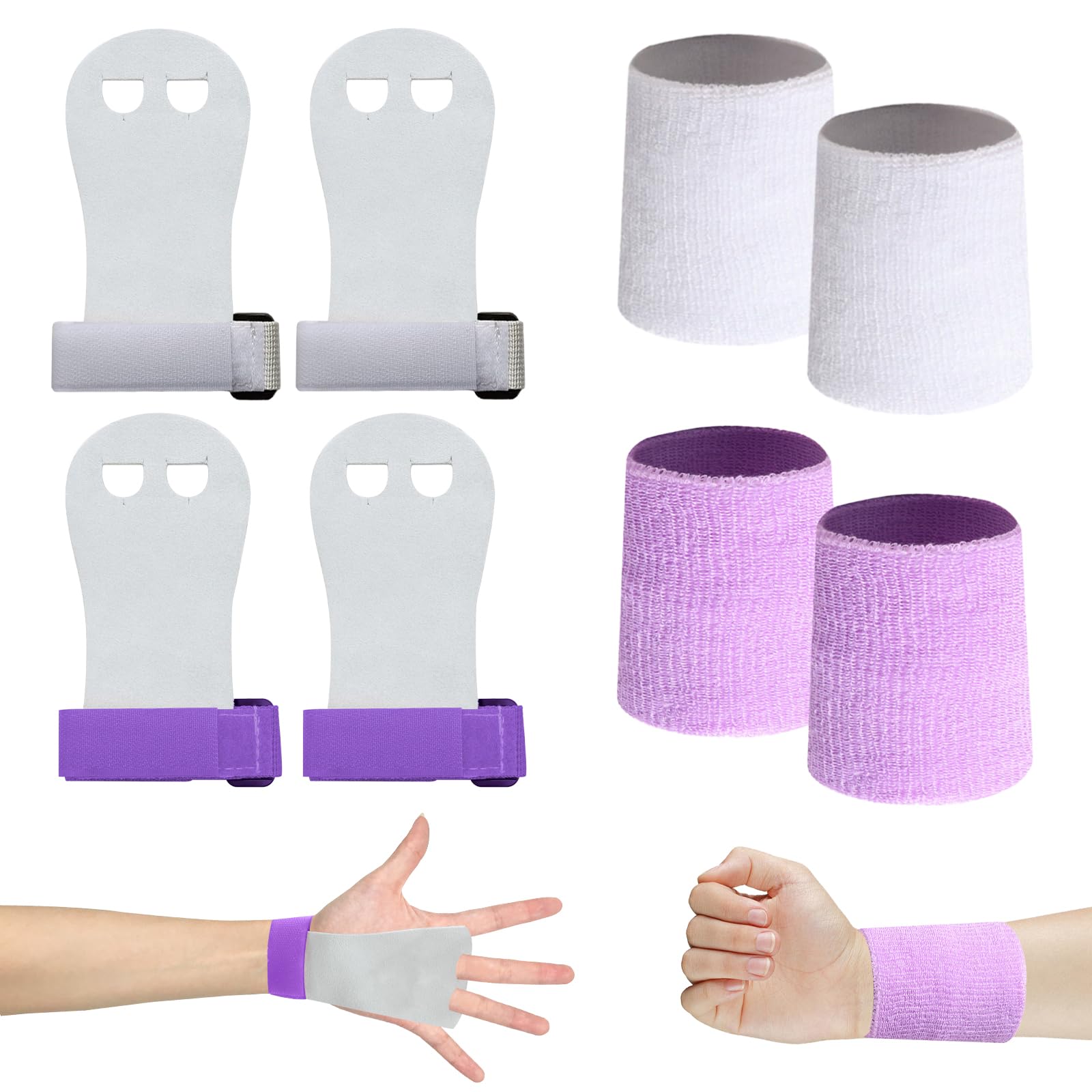 Scettar Set di Polsini da Ginnastica, 2 Paia Manopole Paracalli per Ginnastica Artistica Bambina, Falcon Grip Pad per Cross Training per Ragazzi e Ragazze, con 4 Polsini Palestra