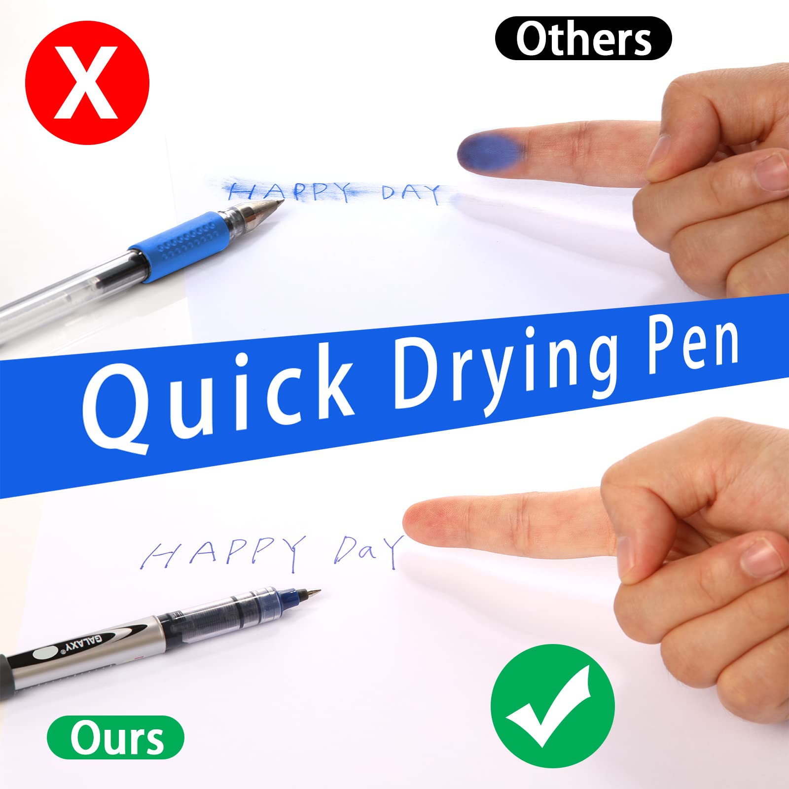 16 Pack Blue Ink Gel Pens - Quick-Drying, Write Smoothly, 0.5mm, Blue 16 Pack, 1 count (Pack of 16) - Image 3