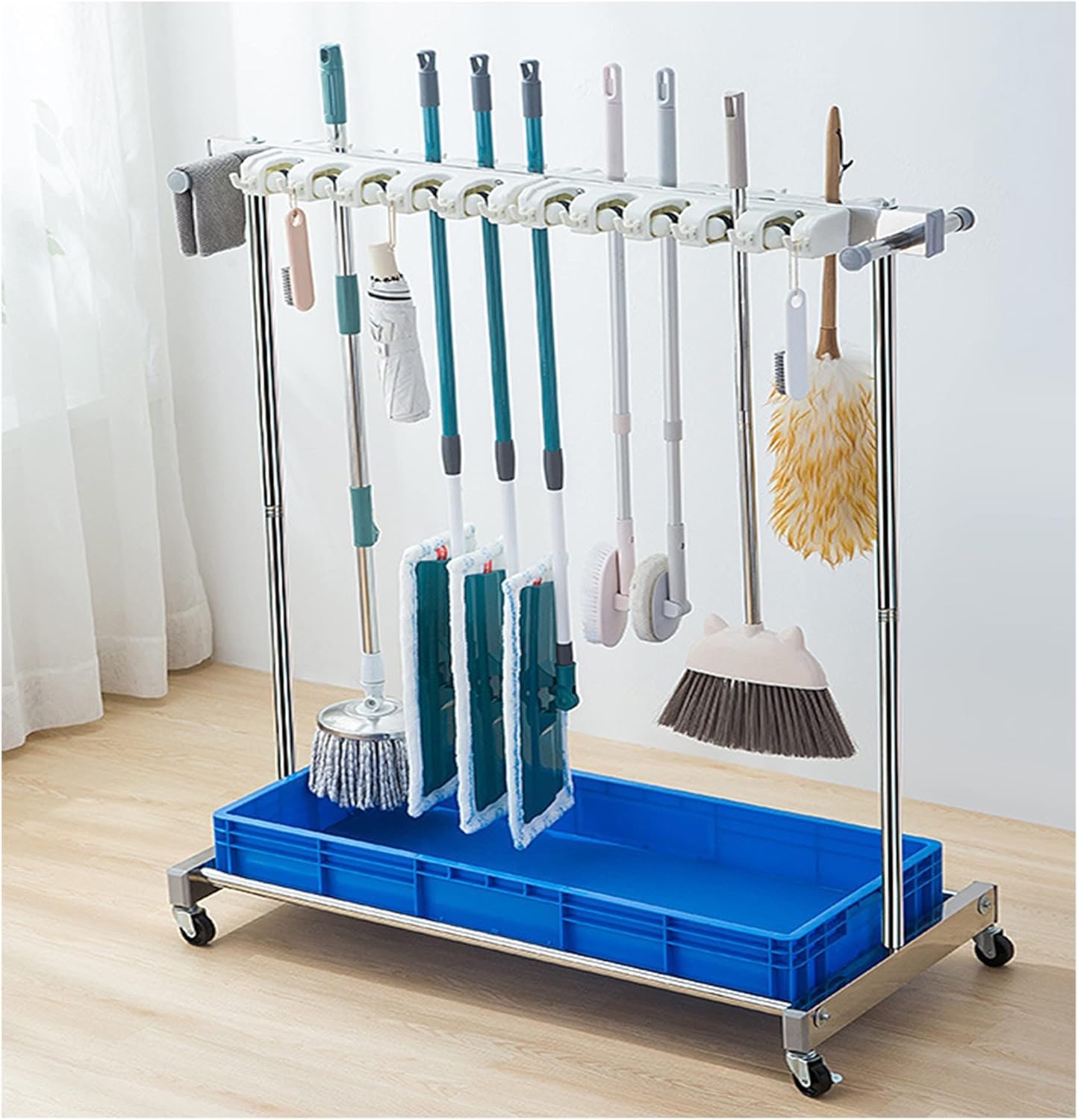 Chariot à outils de nettoyage mobile et support de serpillières