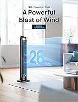 Vista 2 de Dreo Ventiladores de torre inteligentes para dormitorio, ventiladores oscilantes de 90° para interiores, 5 velocidades, 4 modos máximo de 26 pies/s