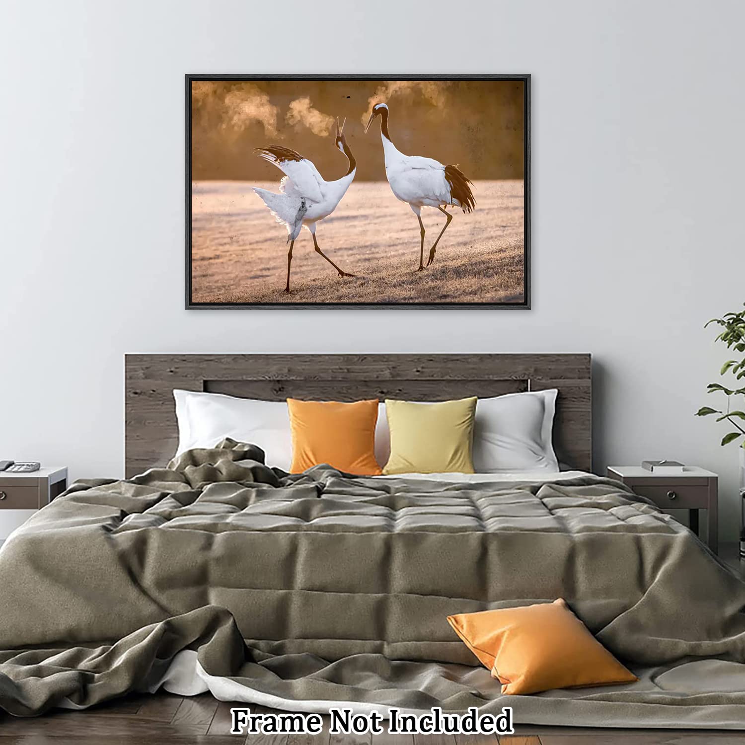 Leinwandbild Japanische Kraniche - 30,5x30,5 Cm Wanddekoration Für Wohnzimmer & Mehr