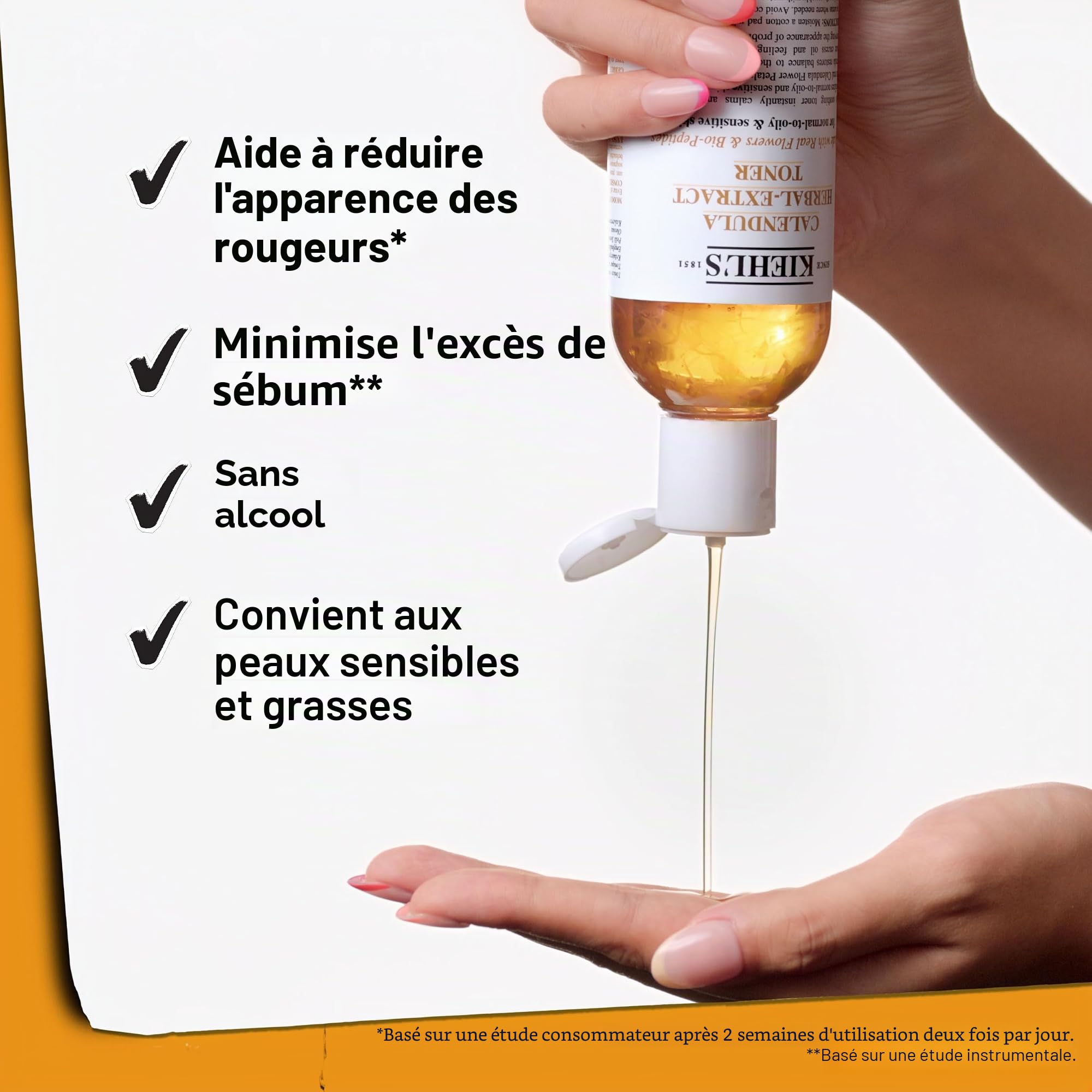 Kiehl's, Toner Visage au Calendula, Tonique Apaisant Sans Alcool pour Peau Normale à Grasse, Formulé avec des Fleurs Entières de Calendula, Apaise et Corrige les Zones à Problèmes
