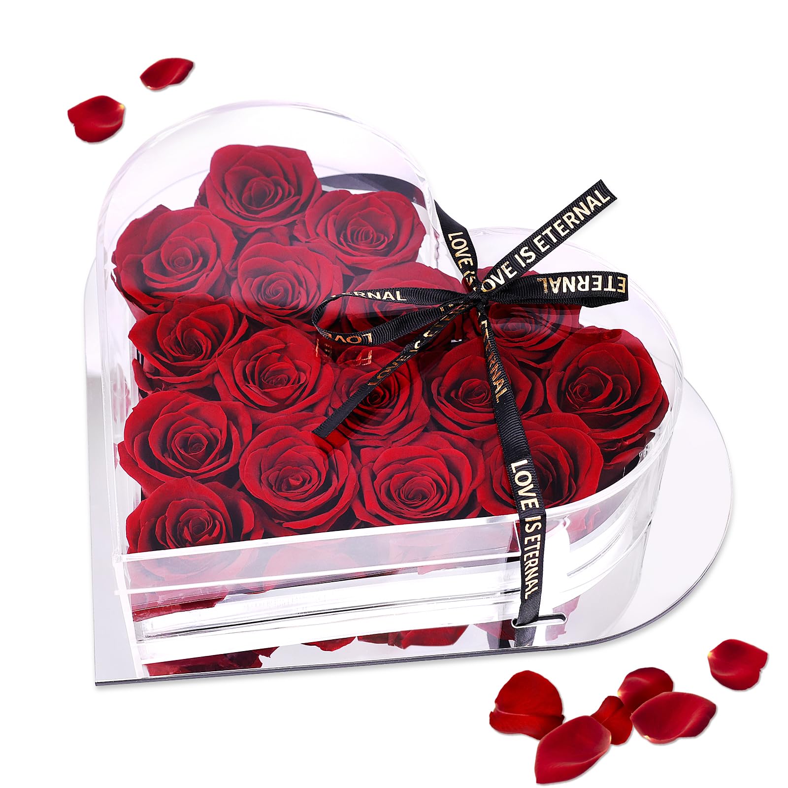 16 Piezas Rosa Eterna Hecha a Mano Rosa Preservada Caja de Regalo Rosas Nunca Marchitas Flor Eterna para el Amante Regalo para Ella en el día de San Valentín día de la Madre