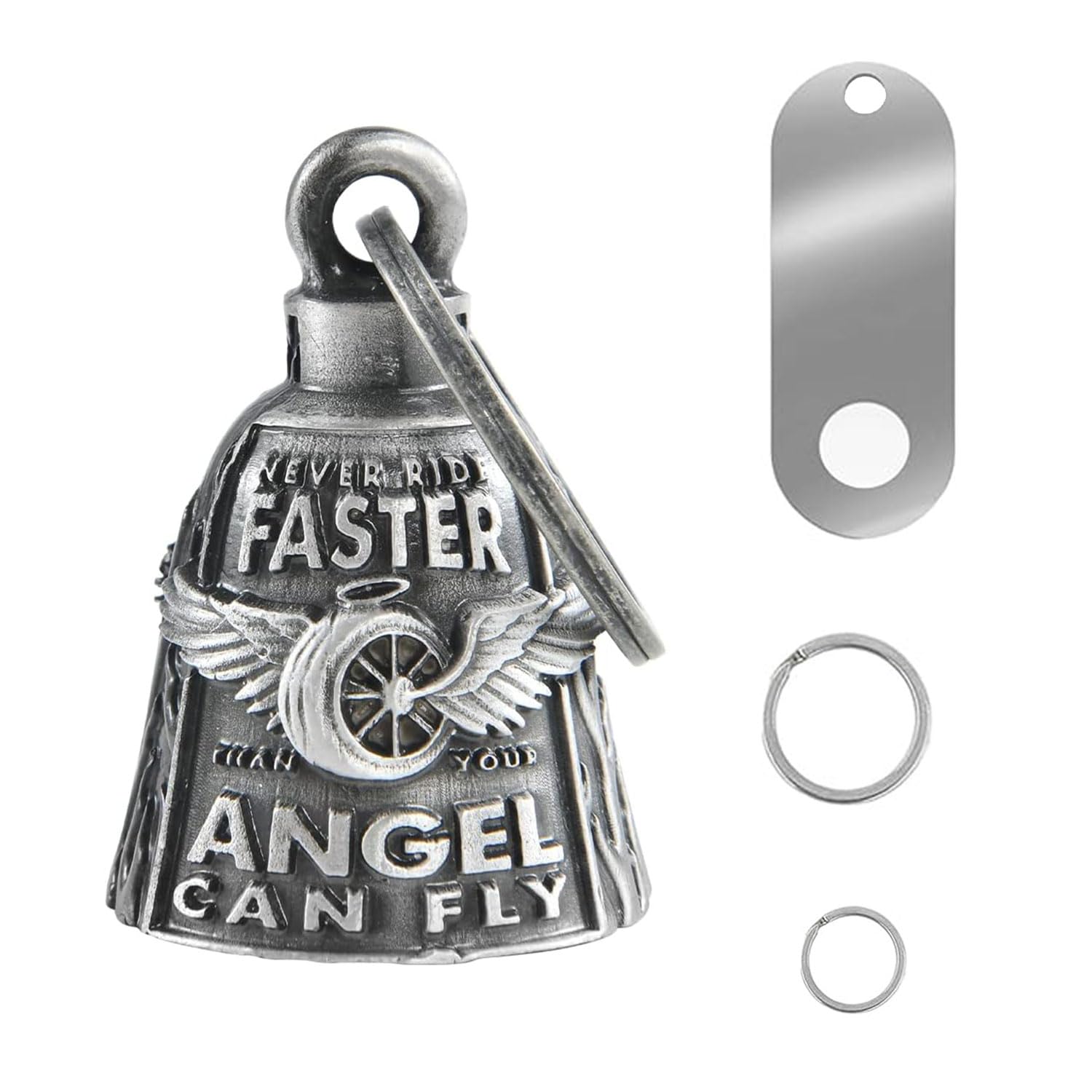Joyola Unisex Silver Guardian Bell For Motorbikes, Good Luck Guardian Riding Bells, Motorcycle Bells For Biker, Motorbike Bells With Keychain Ring For Motorcycle & Bicycle