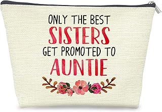Aunt Gifts from Niece and Nephew,Only The Best Sisters Get Promoted to Auntie Cosmetic Bag Gift Idea for Auntie, Aunt Inspirational Travel Makeup Bag, Funny Birthday Presents Gifts for Auntie Aunt