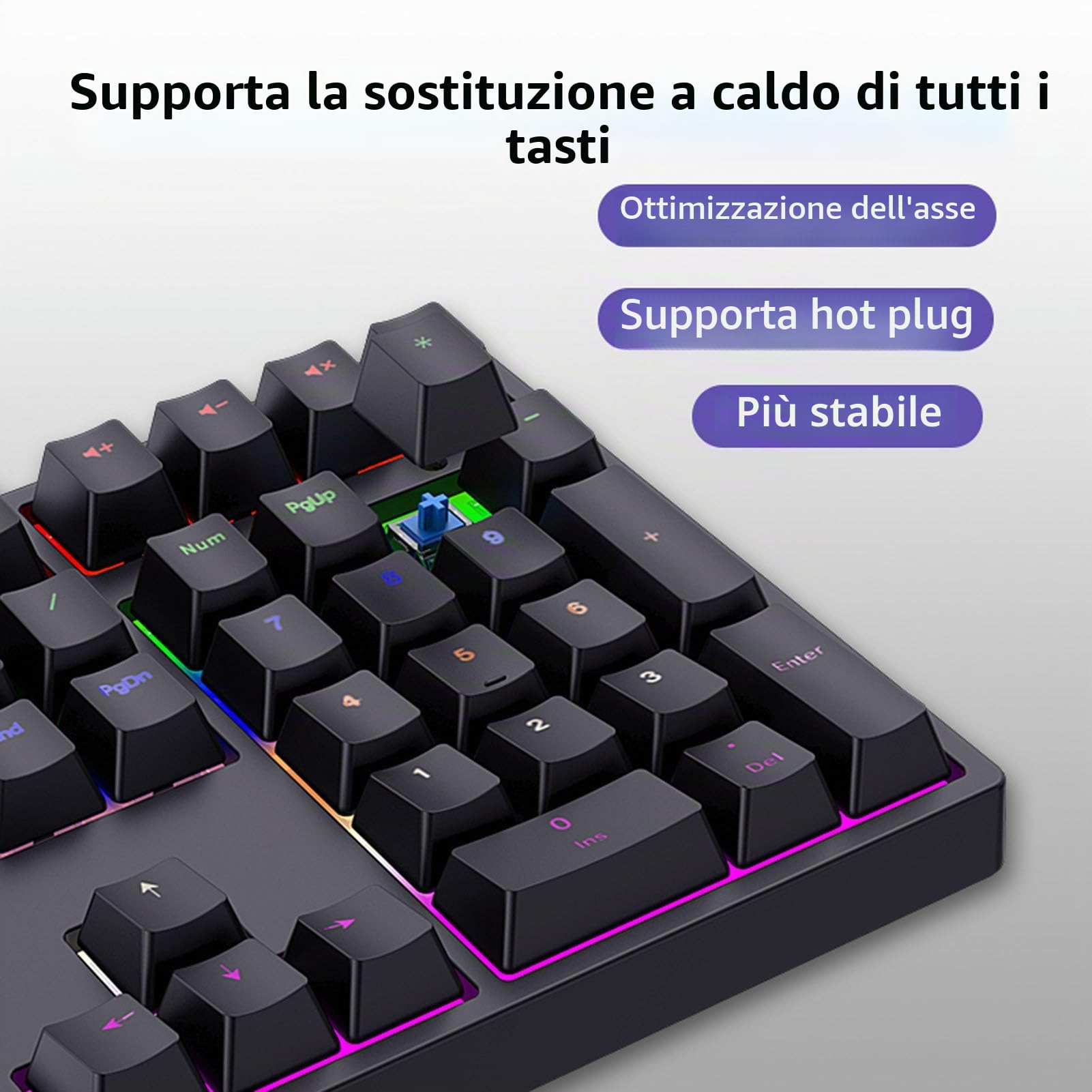 Zunate Tastierino Numerico Meccanico, Tastierino Numerico Cablato USB C a 34 Tasti, Retroilluminazione RGB, Interruttori Blu, Tastiera Numerica Esterna per PC Desktop Portatile, per (BLACK)