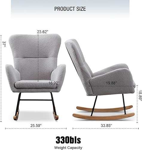 Miniatura 2 de ONPNO Silla mecedora moderna mecedora con respaldo alto cómoda y cómoda para sala de estar y dormitorio