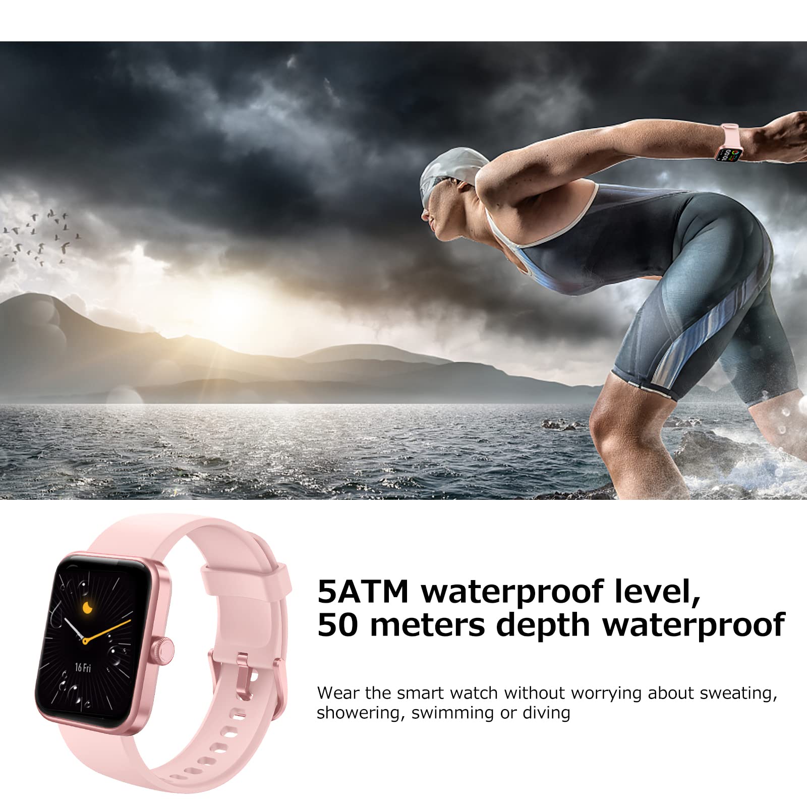 GGZZ Smartwatch for Men Women, 1.69-Inch Touchscreen Activity Trackers