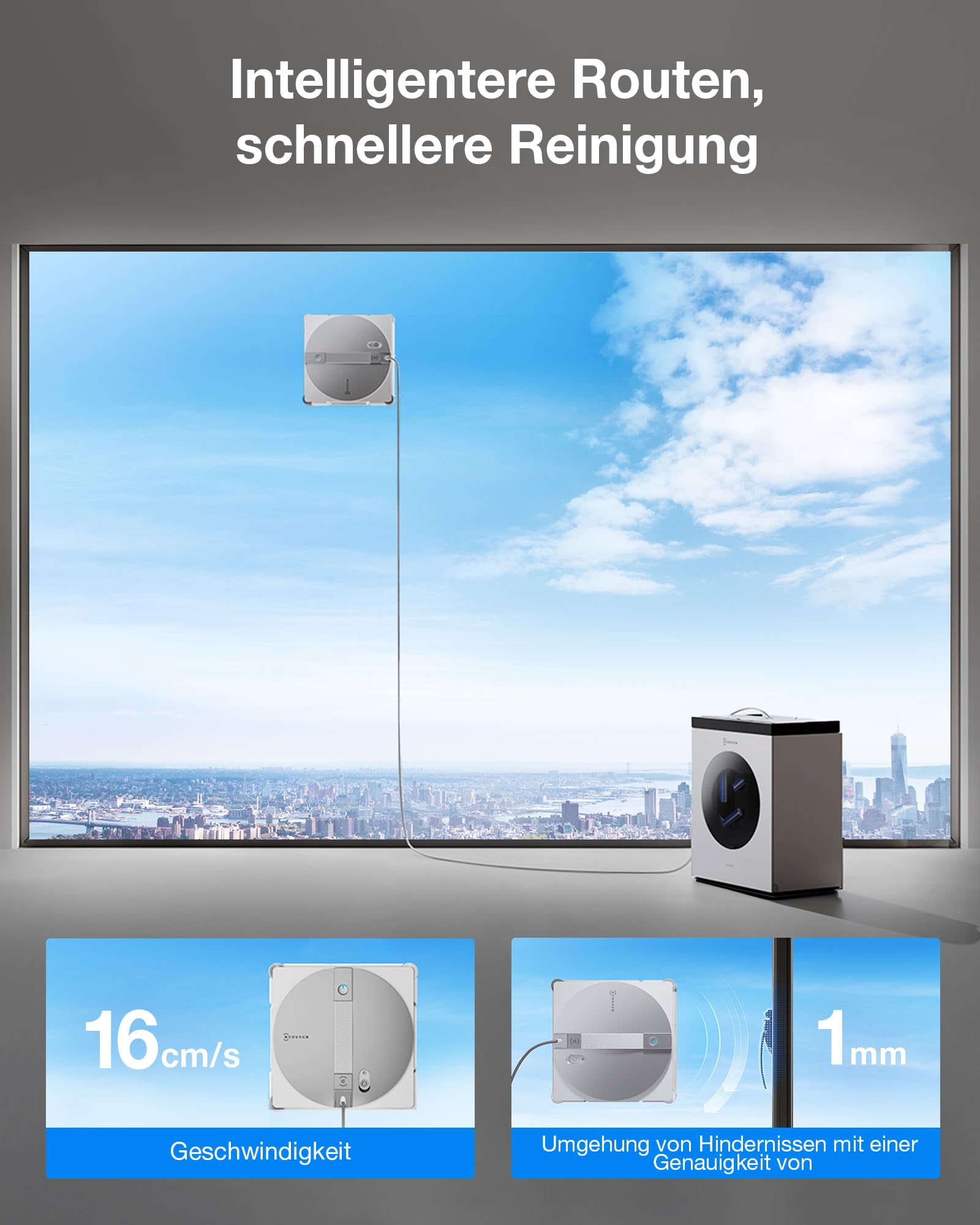 ECOVACS WINBOT W3 OMNI Fensterputzroboter mit Multifunktionsstation, Automatische Reinigung der W... Ansicht 7