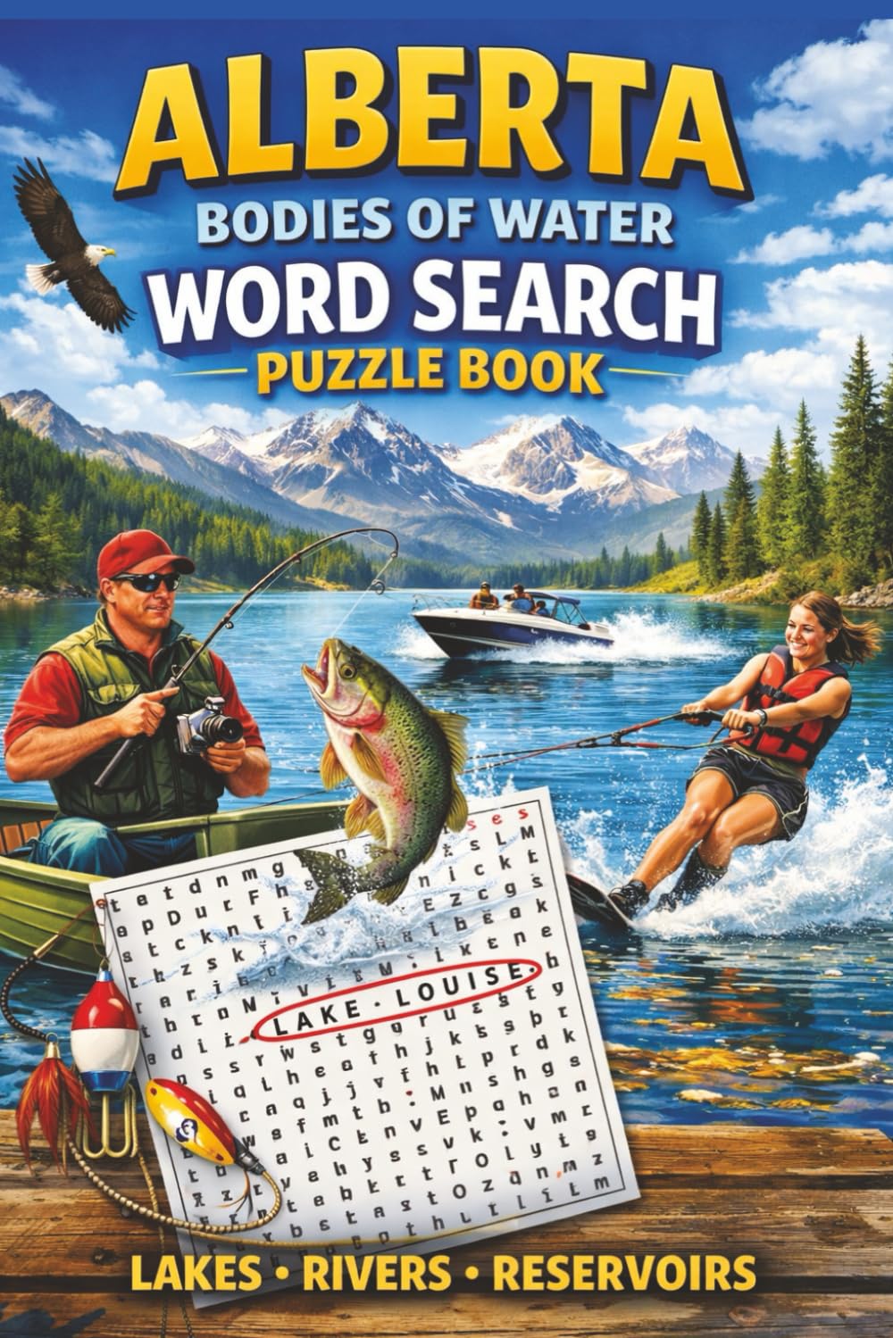 Alberta Bodies of Water Word Search: Lakes, Rivers, and Ponds | Relaxing, Fun, Calming | 6x9 inches, 90 pages | 45 Puzzles | Solutions Included