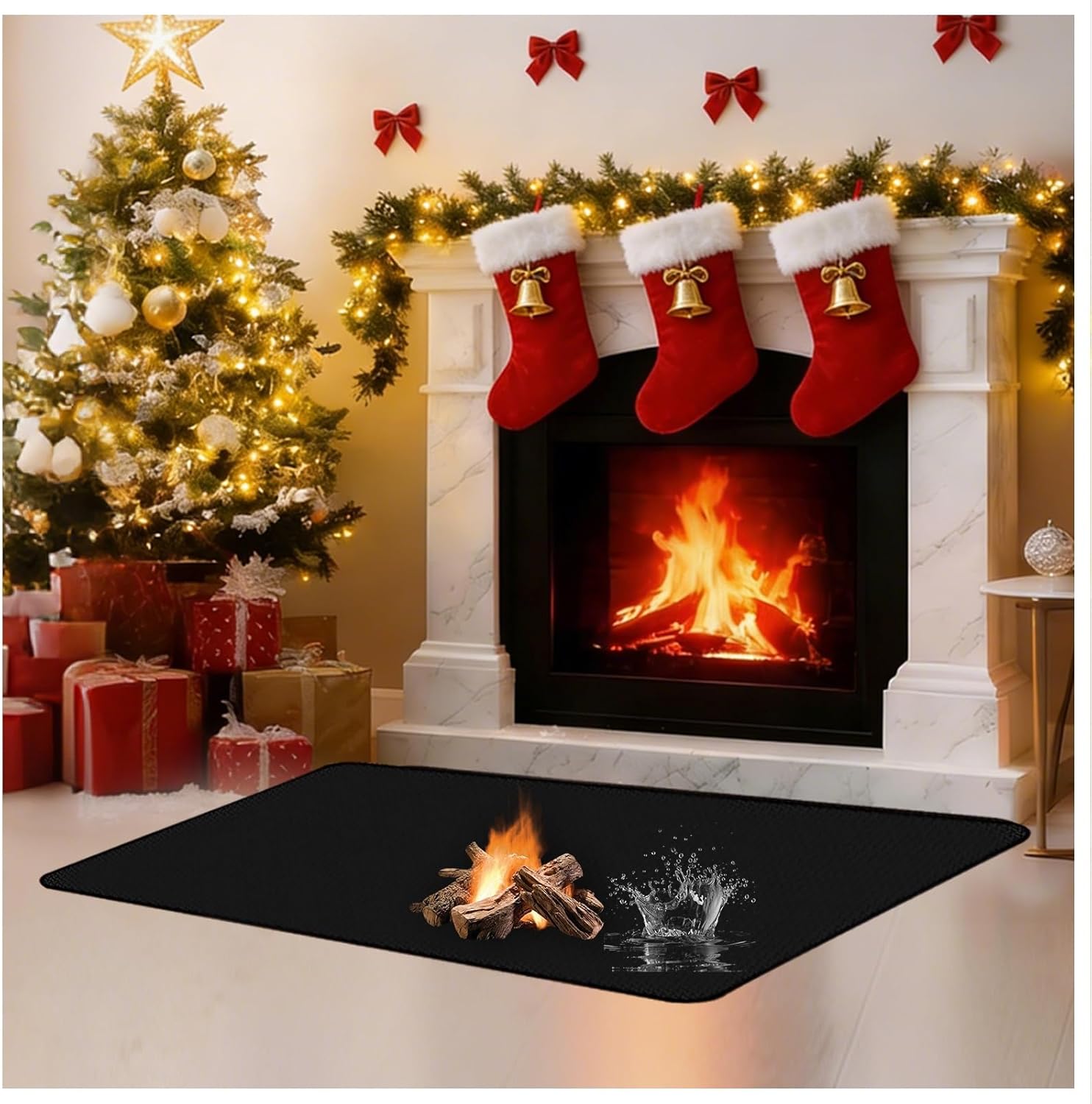 Fireplace Mat Fireproof Hearth Rugs for Fireplaces Fire Resistant Mat Fireproof Fireplace Mats Hearths Area Rug Grill Mats Hearth Pad for Wood Stove Fireplaces,48×30in/122×76cm