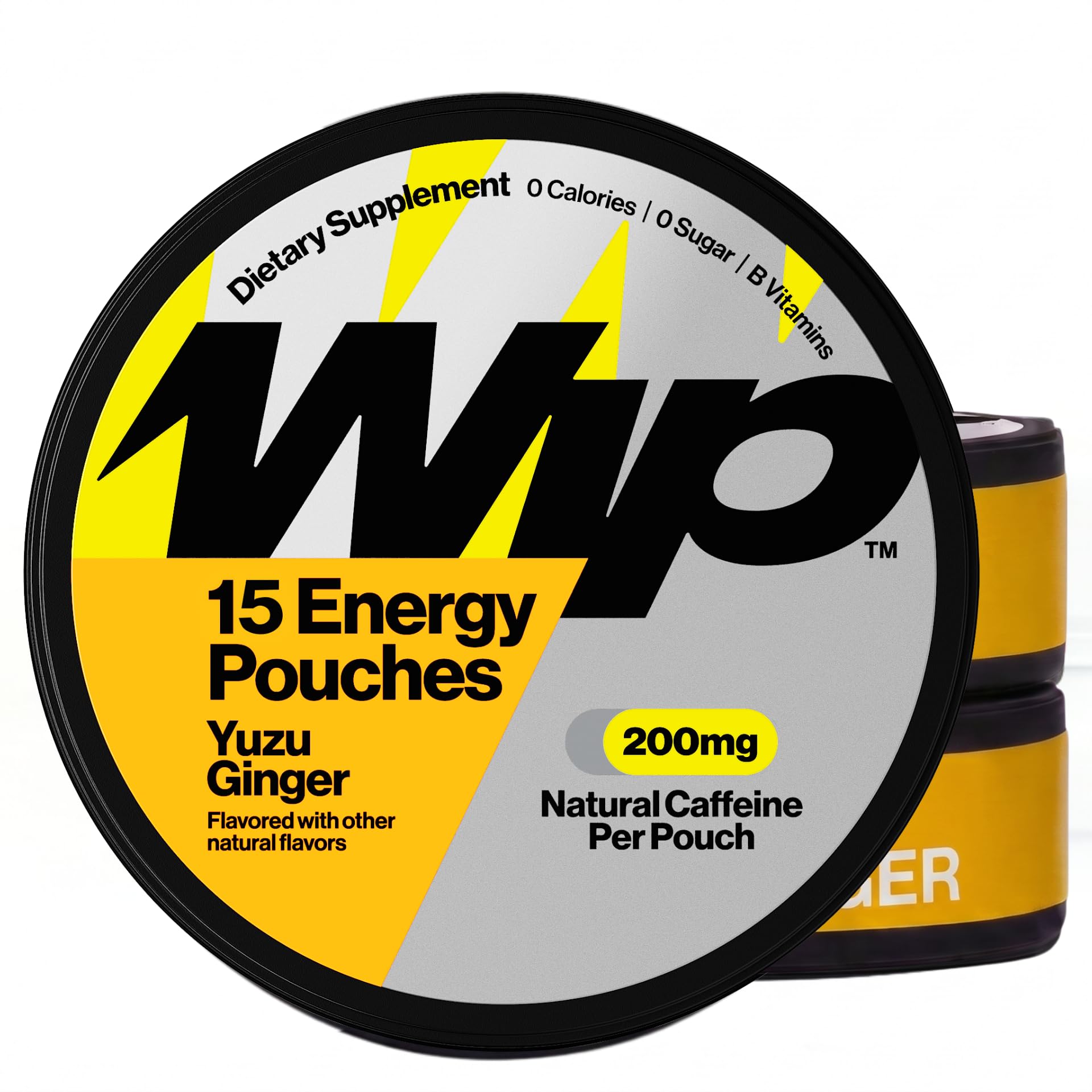 Wip Caffeine Pouches, Yuzu Ginger, 200mg, 3 Pack (45 Pouches)