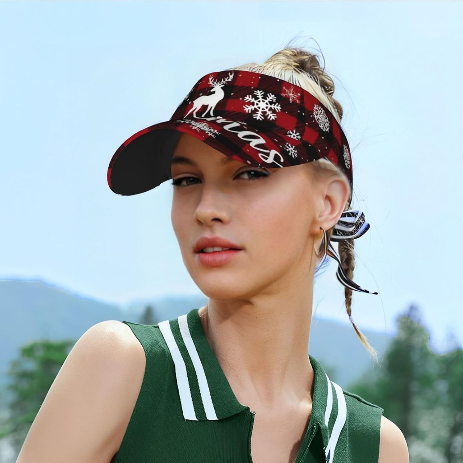 Cute Snowflake Christmas Sport Sun Visor Hats Adjustable Empty Top Baseball Cap Xmas Holiday Sun Hat for Women Men