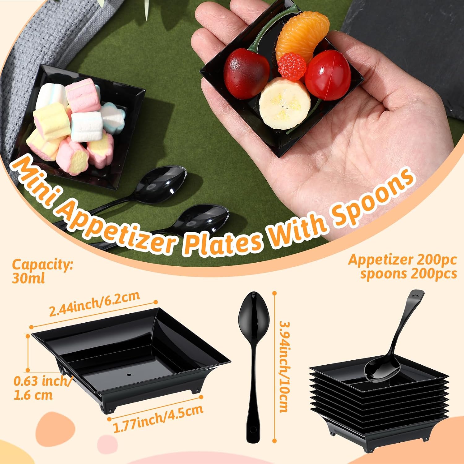 400 Pcs Mini Appetizer Plates with Spoons, Disposable Plastic