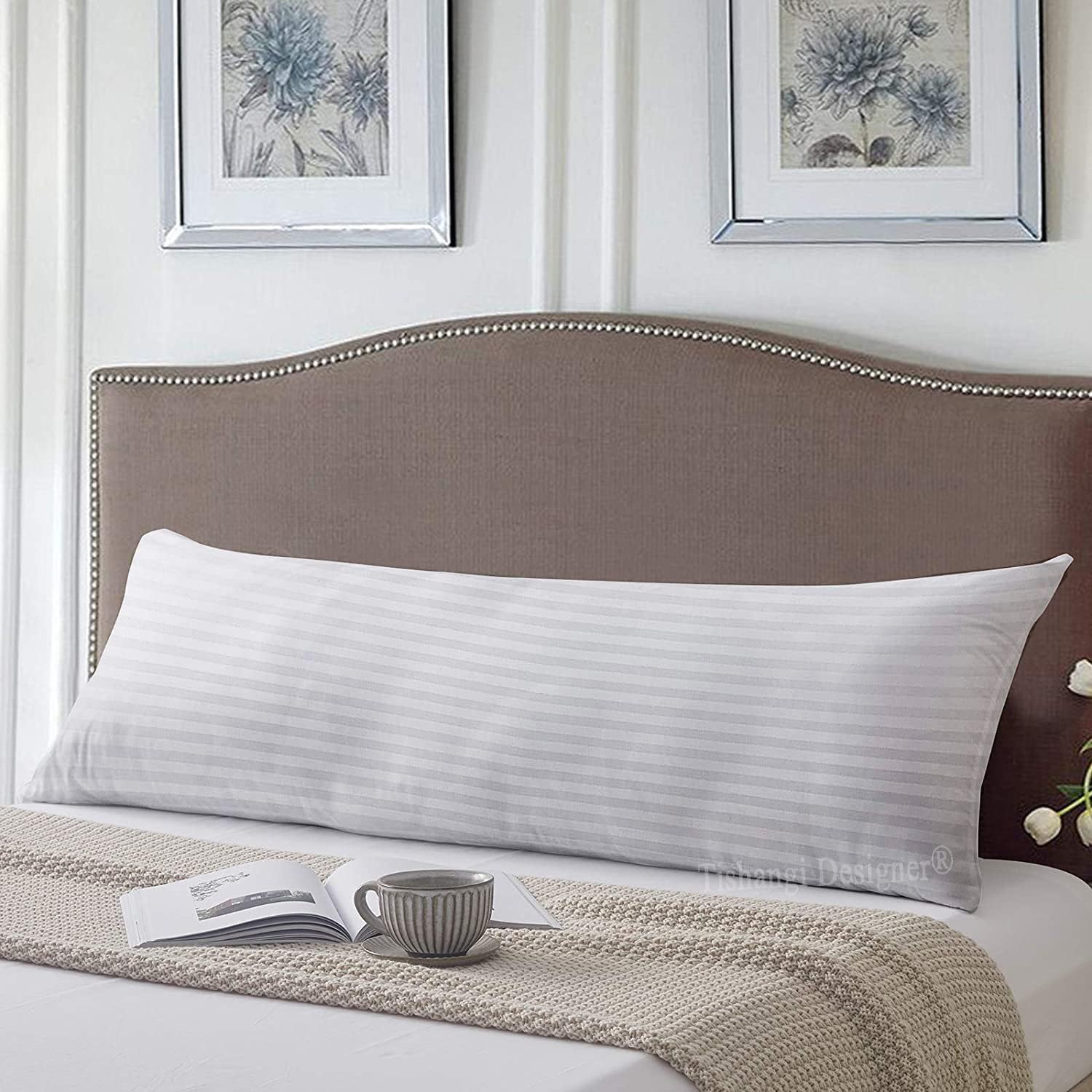 Body Pillow use for Side Sleeper, Cuddle, Hug, Pregnancy, 18 x 54 inches Pack of 1 (Long Pillow, White)