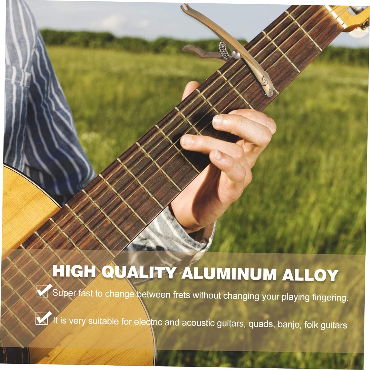 Hemoton Classical Cheetah Capo for Acoustic and Electric Guitars Zinc Alloy Design Easy to Use for Musicians and Guitar Players Golden