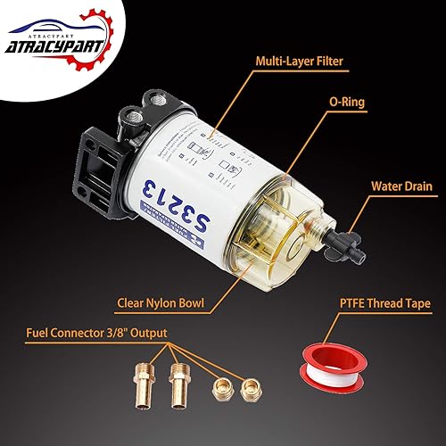 Miniatura 3 de Filtro de combustible separador de agua de repuesto para motor fuera de borda marino Mercury con púas de 38 pulgadas x 14 pulgadas NPT accesorios de