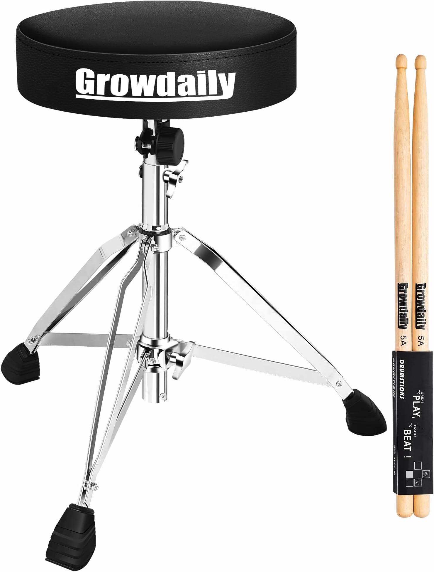 Drum Throne Seat,Adjustable Stool Drum Universal Padded Drum Throne Drummer Stool with 5A Drumsticks for Adults Beginner Drummers