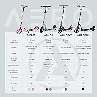 Vista 4 de Aero Big Wheels Kick Scooter for Kids 6+, Teens & Adults Light Up Wheels, Hand Brake, Rubber Deck Mat & Shock Absorption Foldable & Height