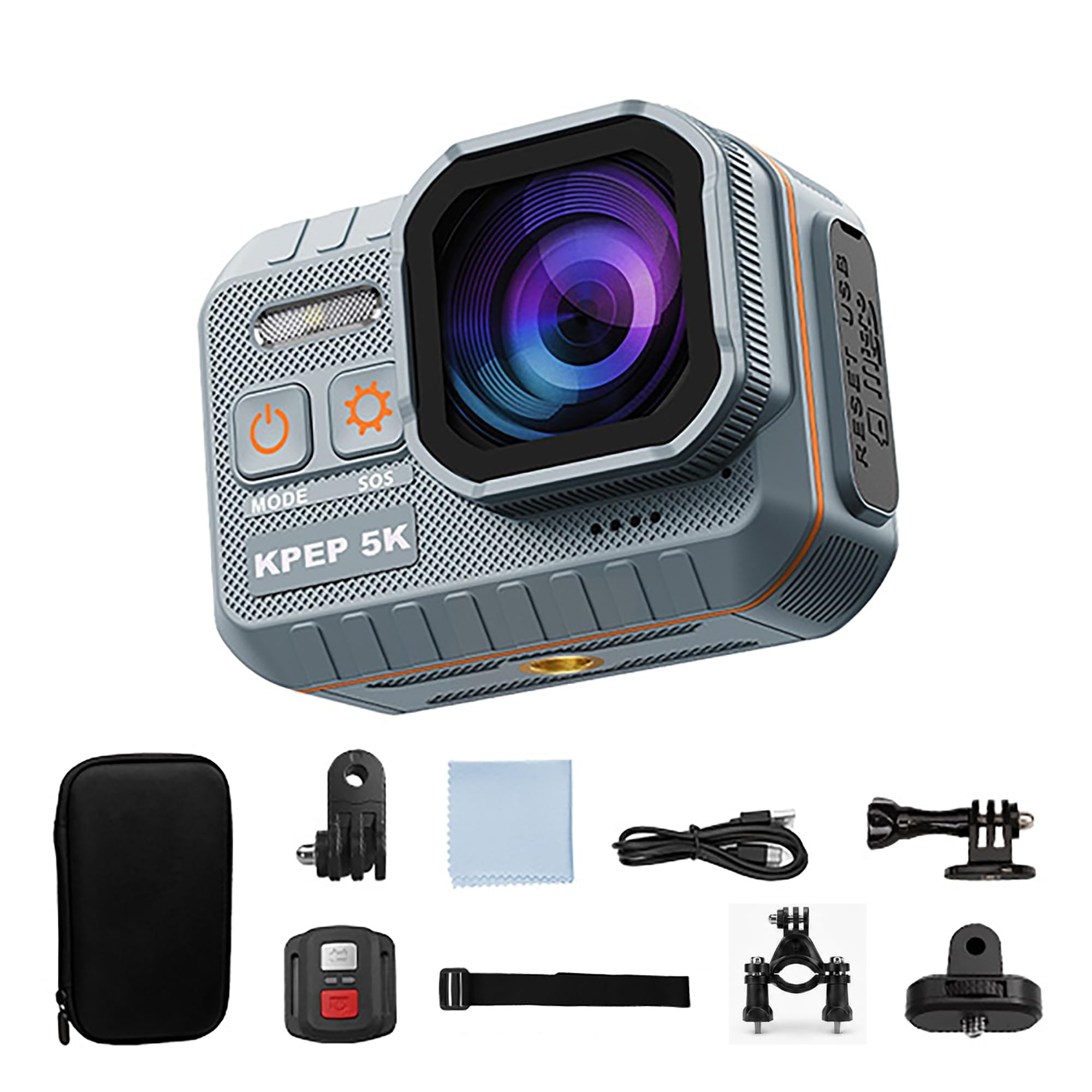KPEP 5K Action Camera, 50MP 5K30FPS, IP68 Waterproof to 30M No Case Needed