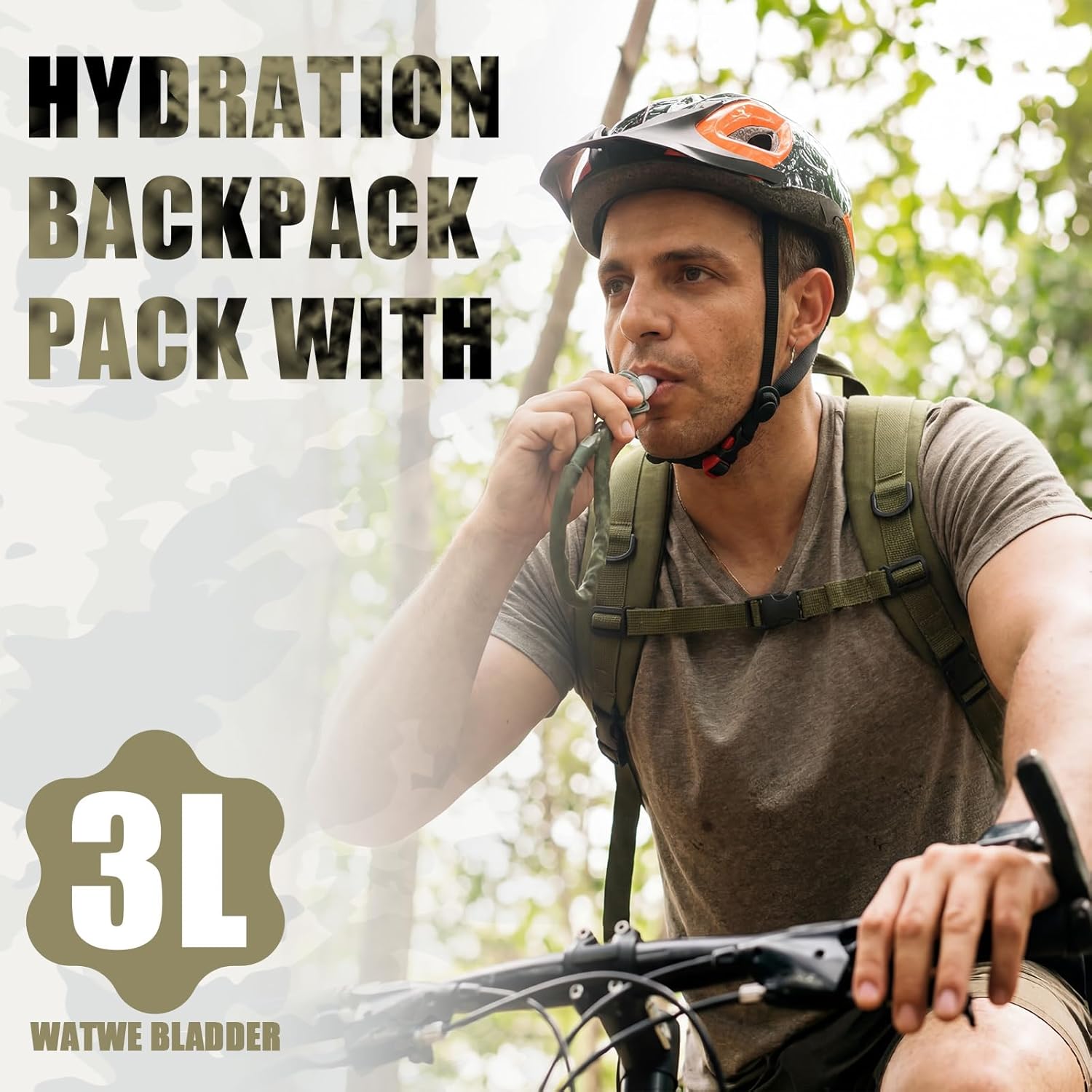 4 Pack Tactical Hydration Backpack with 3L Water Bladder Military Daypack Water Backpack Lightweight Hydration Back Pack for Running Cycling Climbing Hiking for Men Women