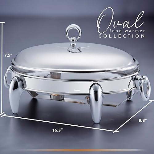 Miniatura 3 de Juego de bufé de 3 cuartos de galón  Calentadores de alimentos para fiestas, bufé, plato de vidrio apto para horno con base y cubierta de acero