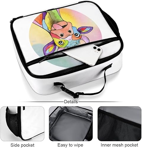 Miniatura 38 de Lonchera reutilizable con símbolo hippie colorido, bolsa de almuerzo aislada, bolsa enfriadora, contenedor de comida para mujeres, niños, niñas