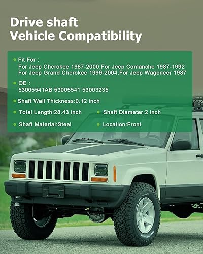 Vista 38 de SCITOO Longitud del eje de hélice del eje de transmisión delantero 36.2 pulgadas compatible con 2001-2004 para Jeep Grand para Cherokee 4.0L