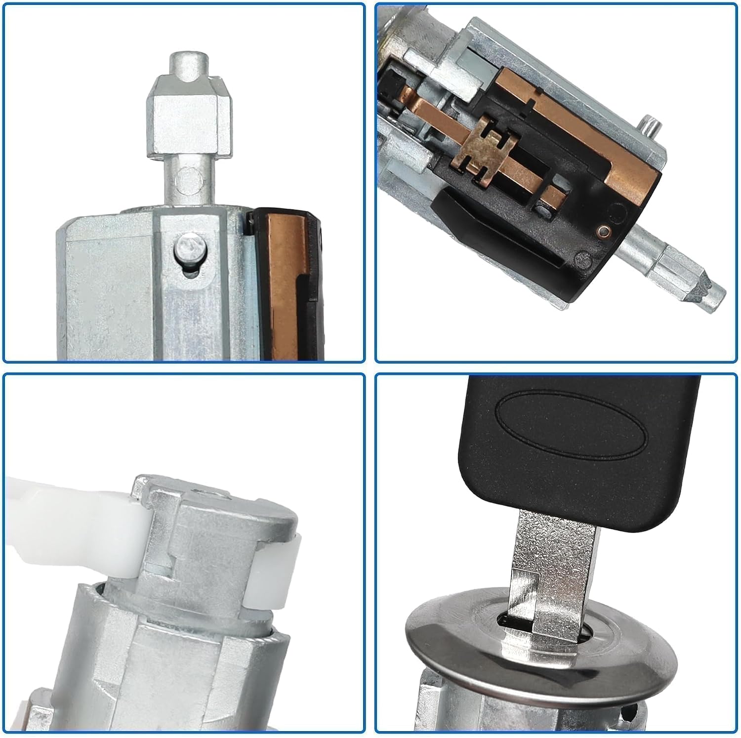 Ignition Switch Lock Cylinder & Front Door Lock Cylinderwith Key Compatible with 1990-1996 Ford E150 E250 E350 F150 F250 F350 Mustang Bronco Taurus/Mercury Sable Replaces F3UZ1522050D C-42-150