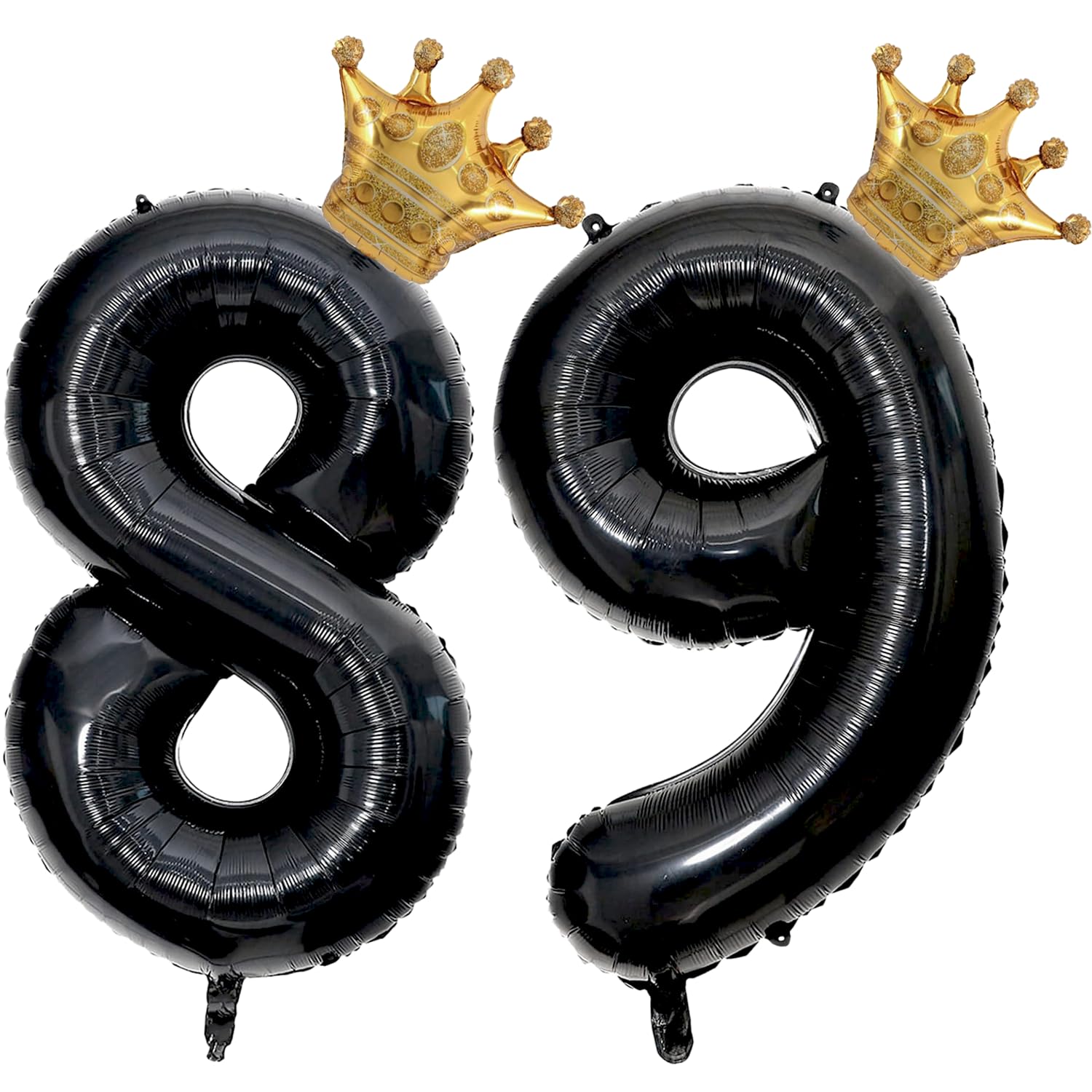 40 inch Large Black 89 Balloon Number with Gold Crown Balloons 889Birthday Big Foil Mylar Helium Balloon for Women Man 88th Birthday Anniversary Decorations Supplies Favors(Number 89 Balloons）
