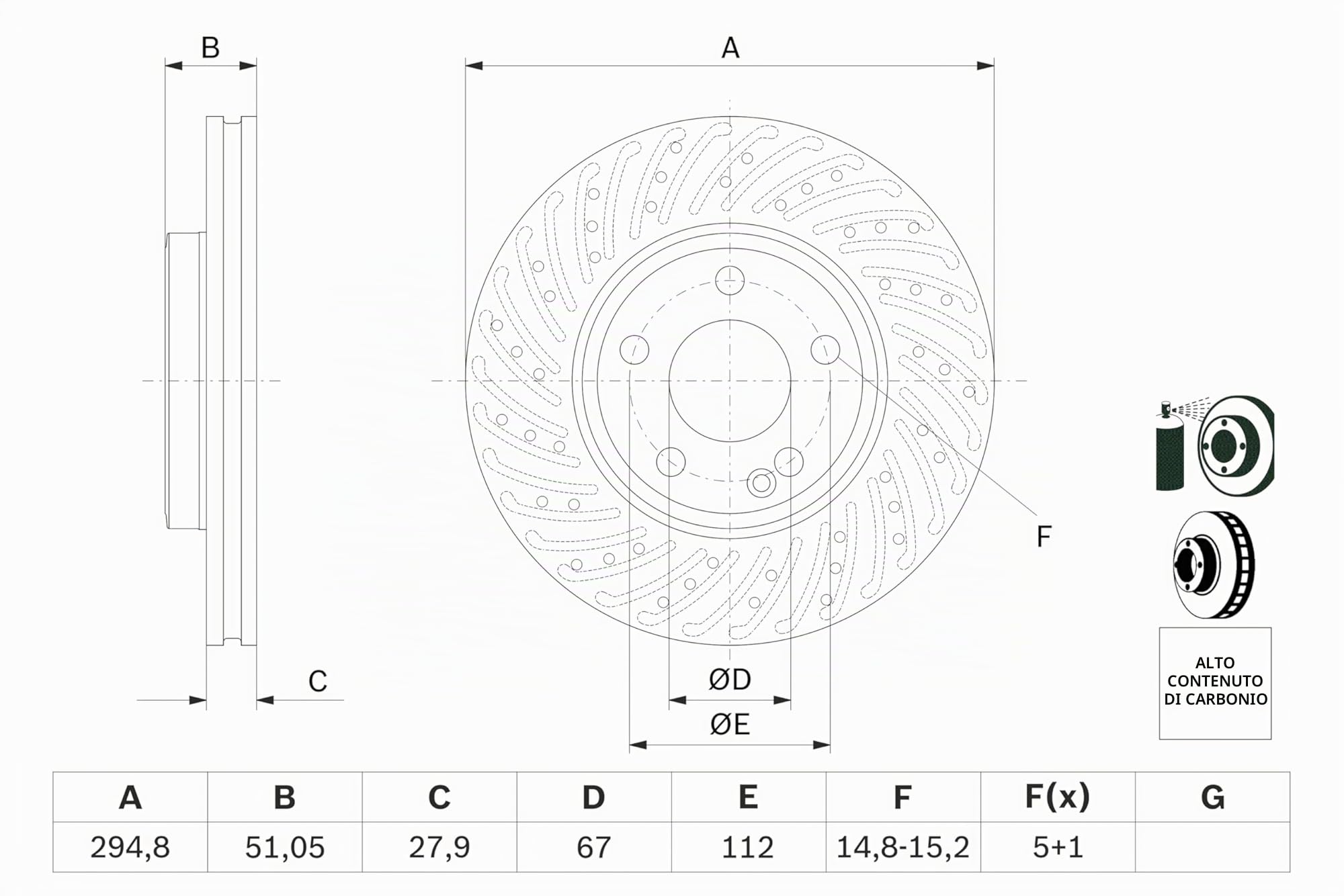 BOSCH Disco Freno BD1689 - Disco Ventilato Composito di 295mm - Asse Anteriore - Conforme al regolamento ECE-R90 - Design Avanzato e Leggero - 1 Disco