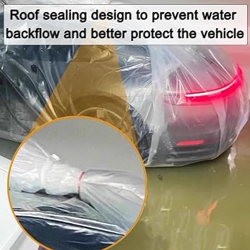 Car Cover Universal Plastic Car Cover, Reusable Fully Enclosed Sealed Car Flood Cover， For Rainy Snowy And Dust Prevention
