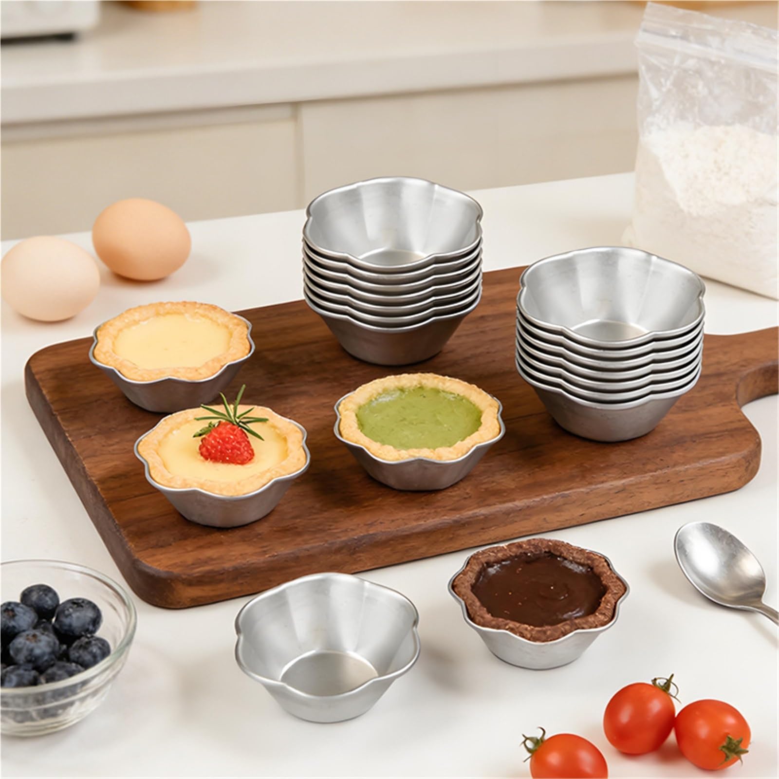 moldes reposteria 5 uds flor de ciruelo pétalo en forma de flor de aluminio pastel taza molde pudín gelatina molde herramientas de moldeo de fondo plano tarta(S)