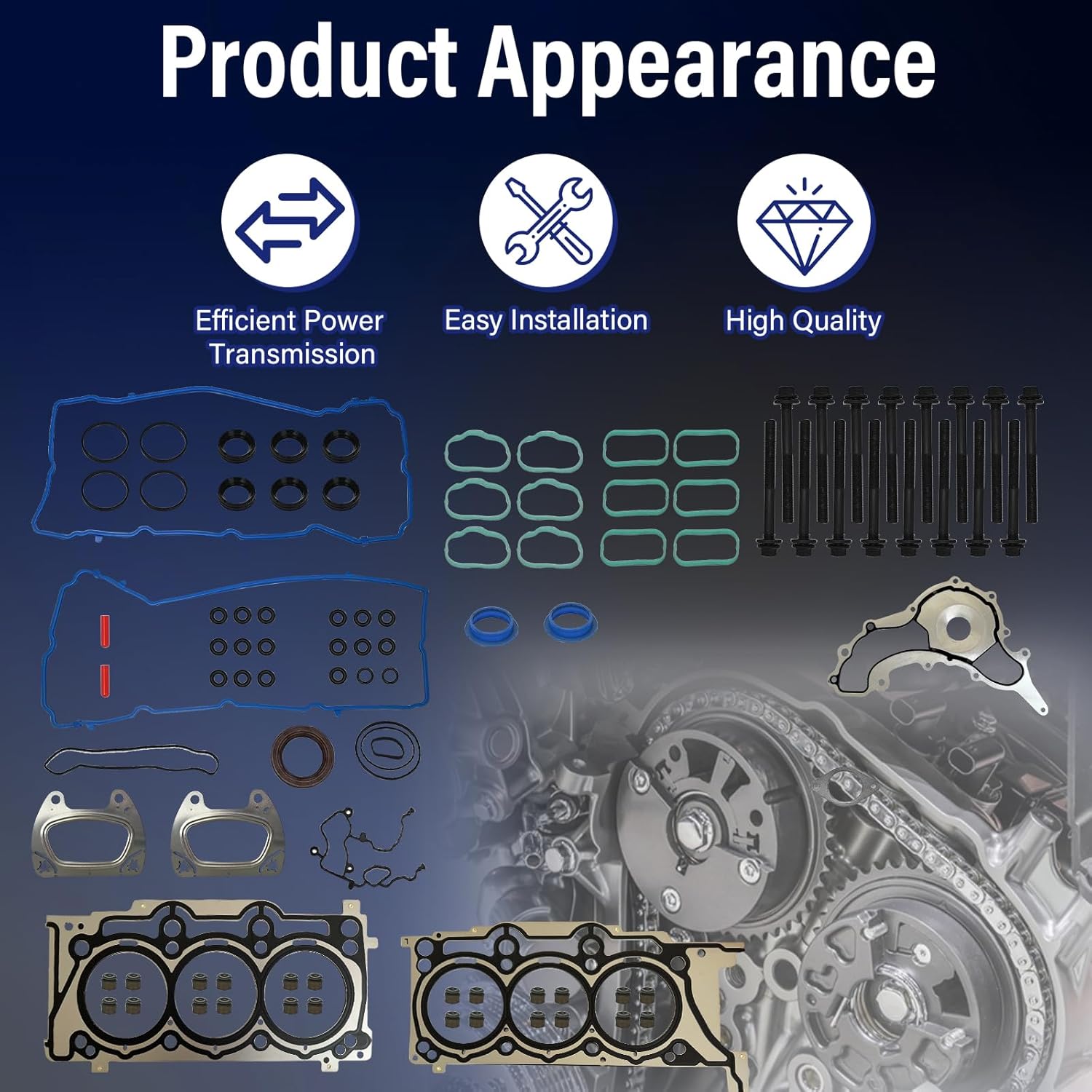 3.6 Head Gasket Set w/Bolts for Jeep Grand Cherokee Wrangler 2011-2016, for Dodge Avenger Challenger Charger Journey 2011-2016, for Chrysler 200 300 for Ram 1500 2500 for Pentastar 1500 2500 3500 3.6L