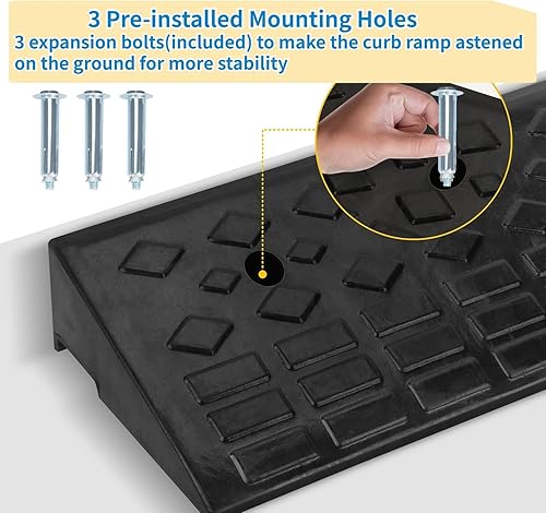Vista 6 de Nisorpa Rampas de goma de altura de 4 pulgadas, rampa de bordillo de entrada de alta resistencia de 10 toneladas para automóvil, acera, autos