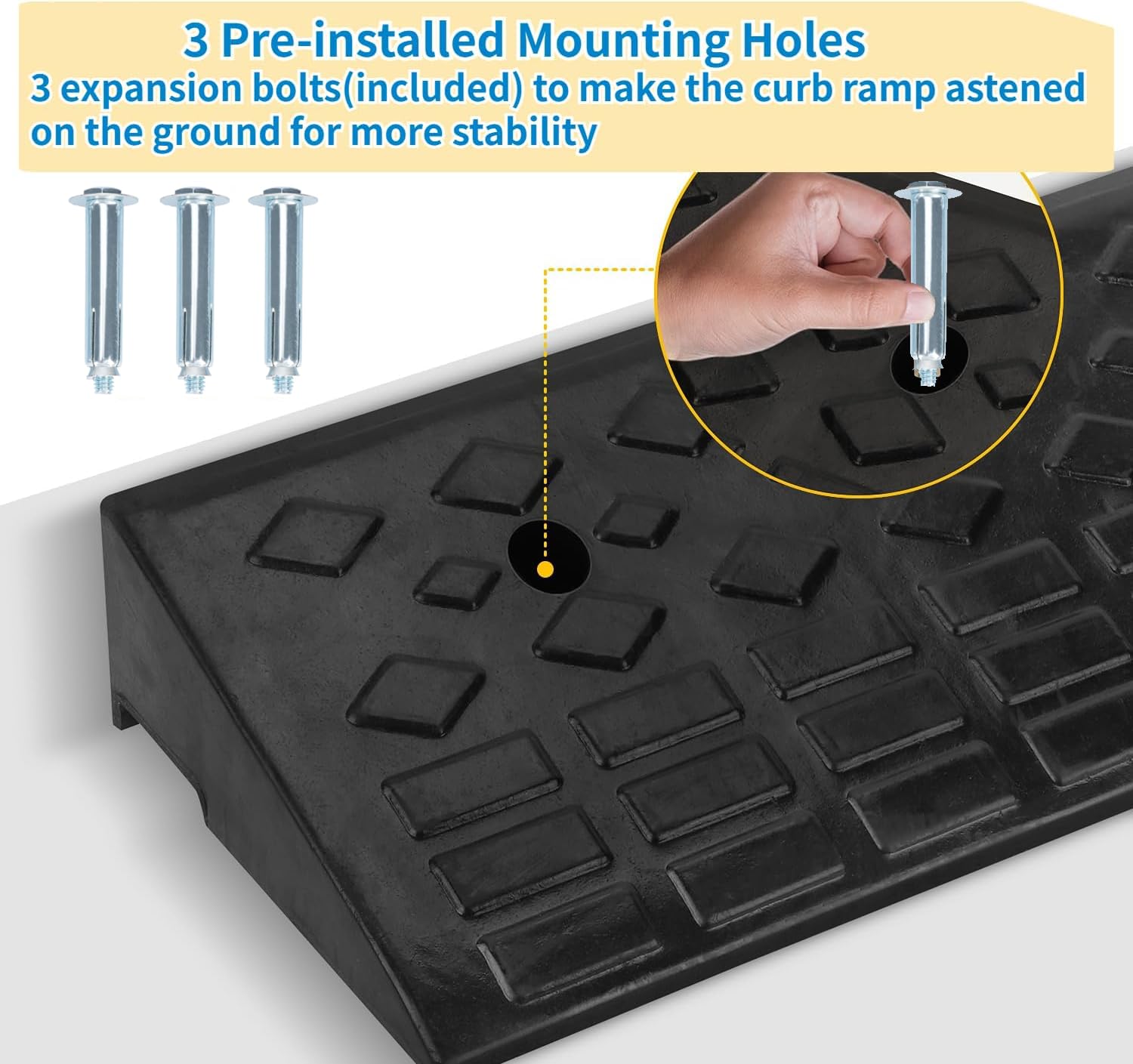 Curb Ramp 4 Inch Heavy Duty Driveway - Rubber Threshold Ramp For Cars ...