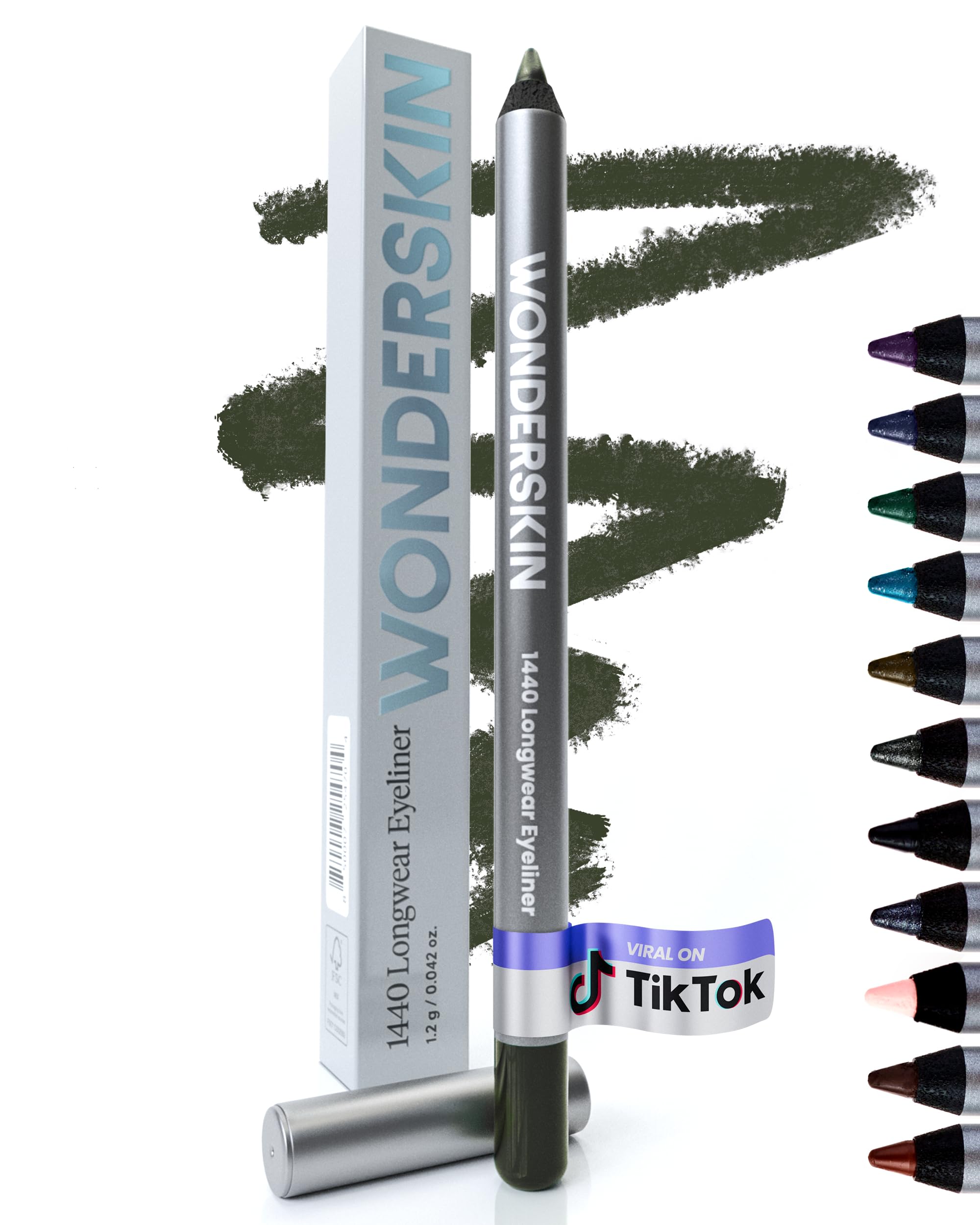 Wonderskin1440 Longwear Eyeliner Waterproof Eye Pencils For Women Makeup, Long Lasting Eye Makeup (Olive)