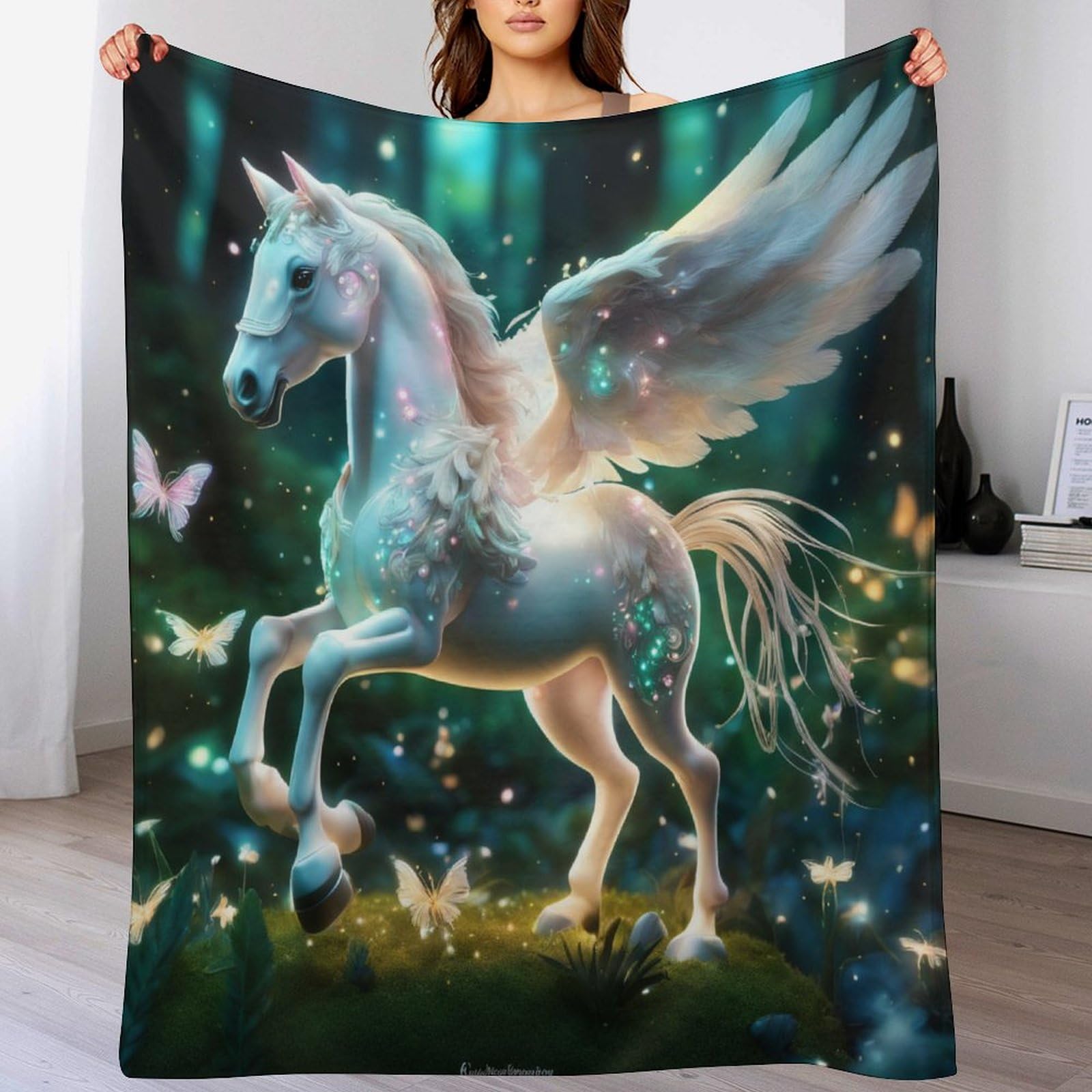 Couvre-lit cheval couverture en flannel douce 130x150cm plaid canapé maison camping