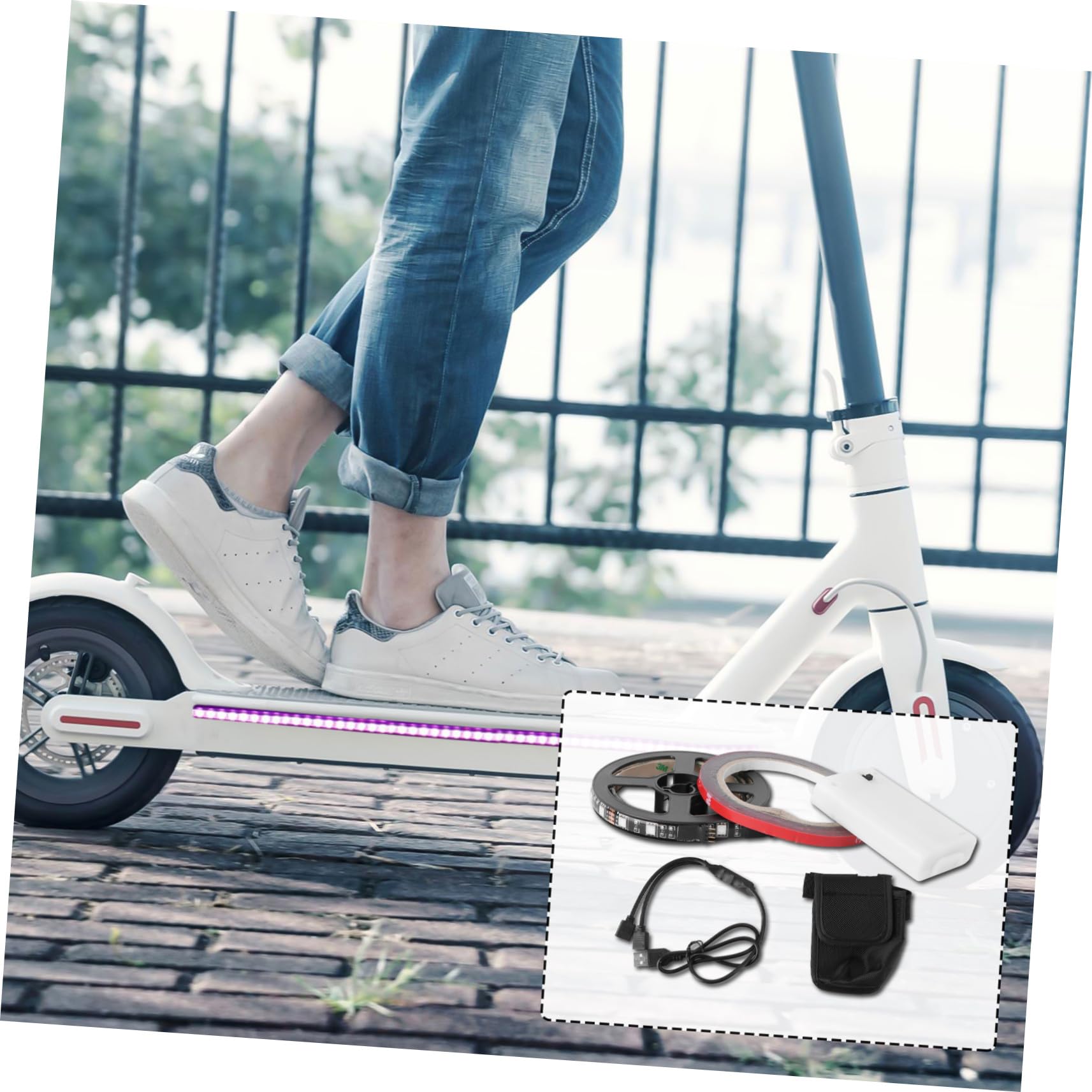 BESPORTBLE 2pièces Bande Lumineuse pour Trottinette Électrique Accessoires Créatifs pour Personnalisation Installation Facile avec Adhésif Options pour Style Unique