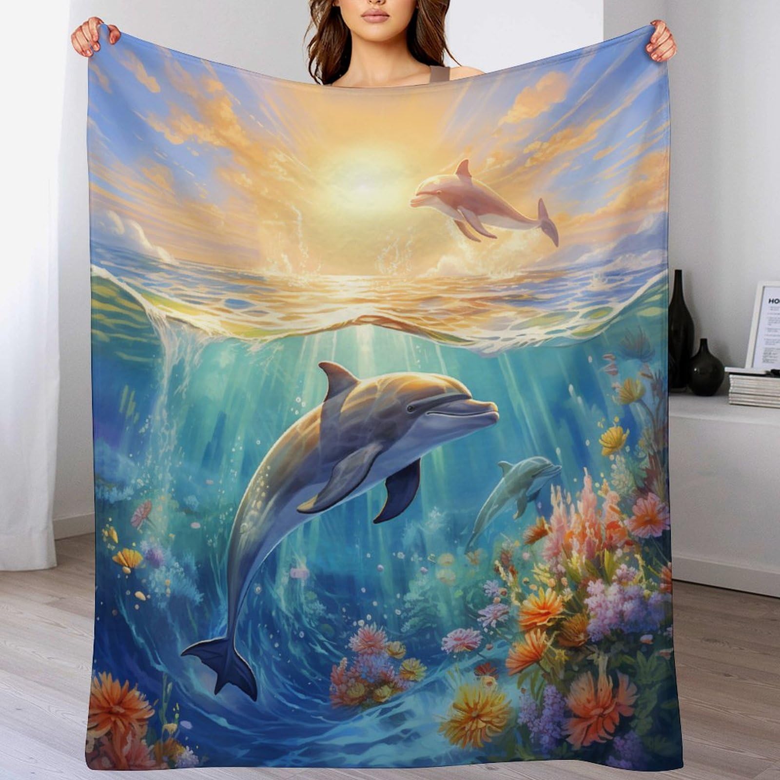 Couverture dauphins en flannel isolante et moelleuse pour une chaleur durable