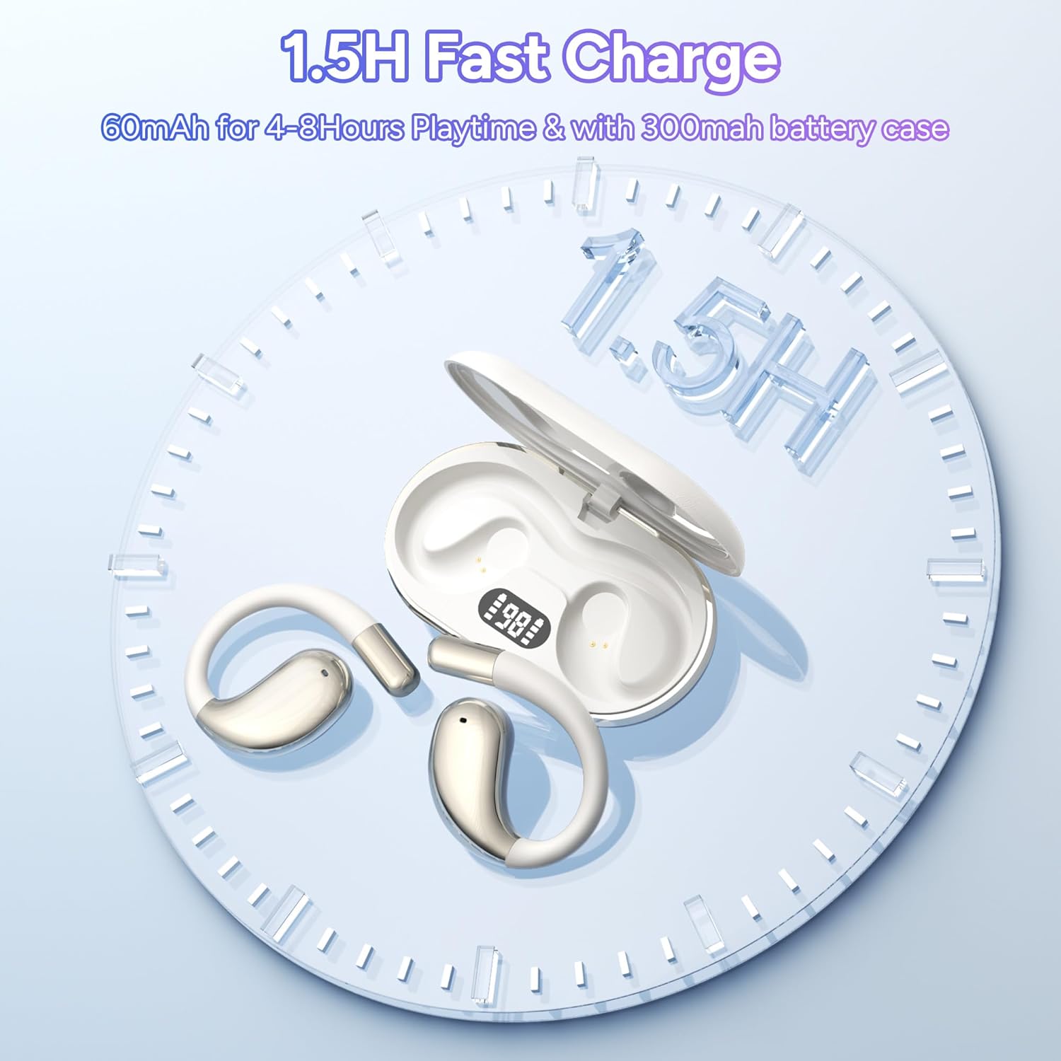 AI Language Translator Earbuds,OWS Real-Time 4-in-1 Translation Earbuds 144 Languages & Accents, Bluetooth 5.4 Translation Device for Travel/Business/Learning (J500plus White) - Image 2