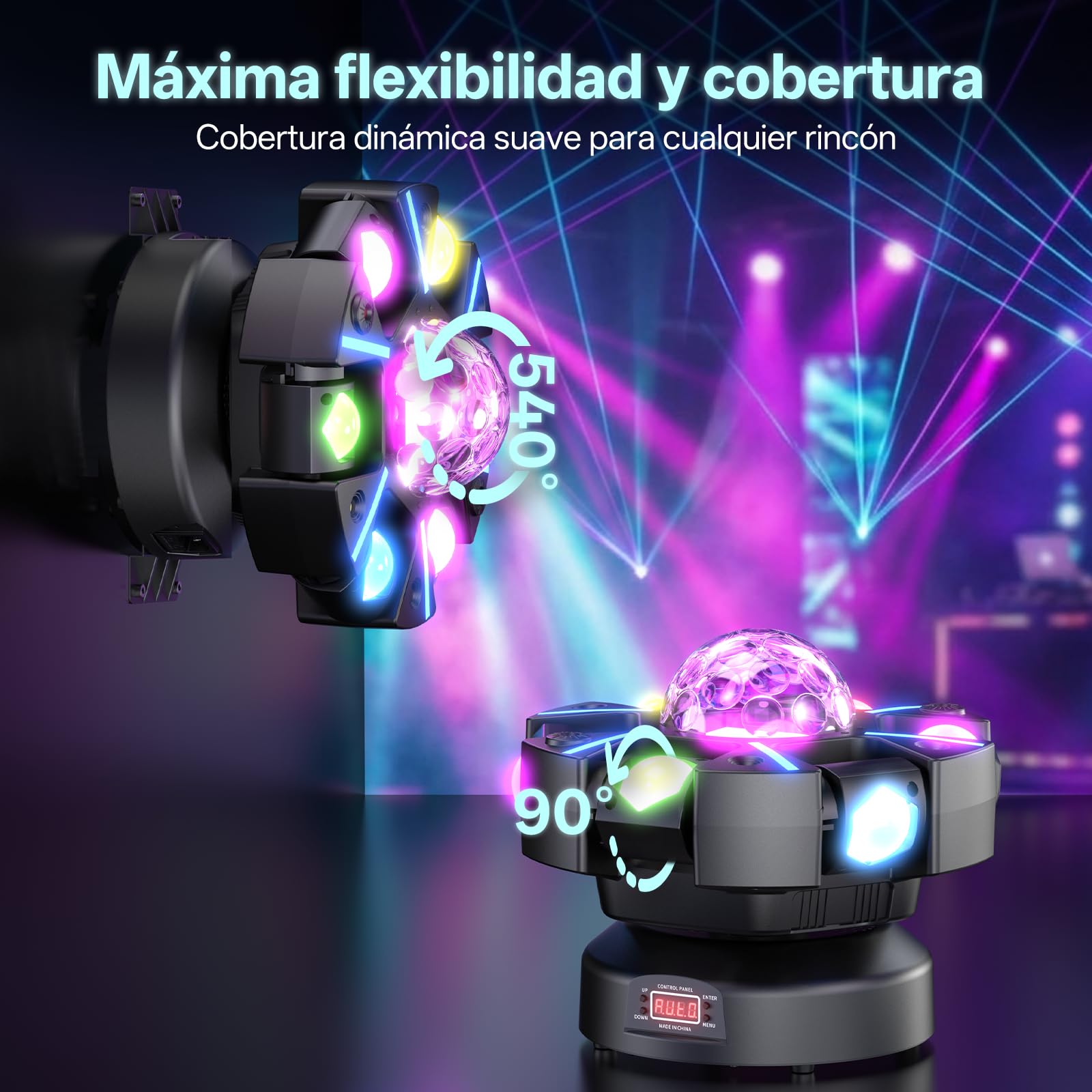 180W Lyre LED Beam Lumière de scène avec Télécommande,Jeux de Lumiere RGBW Disco Lumière,DMX512 éclairage de soirée DJ Jeux de Lumiere, Magic Ball Stroboscope pour Soirée Bar Mariage DJ Club