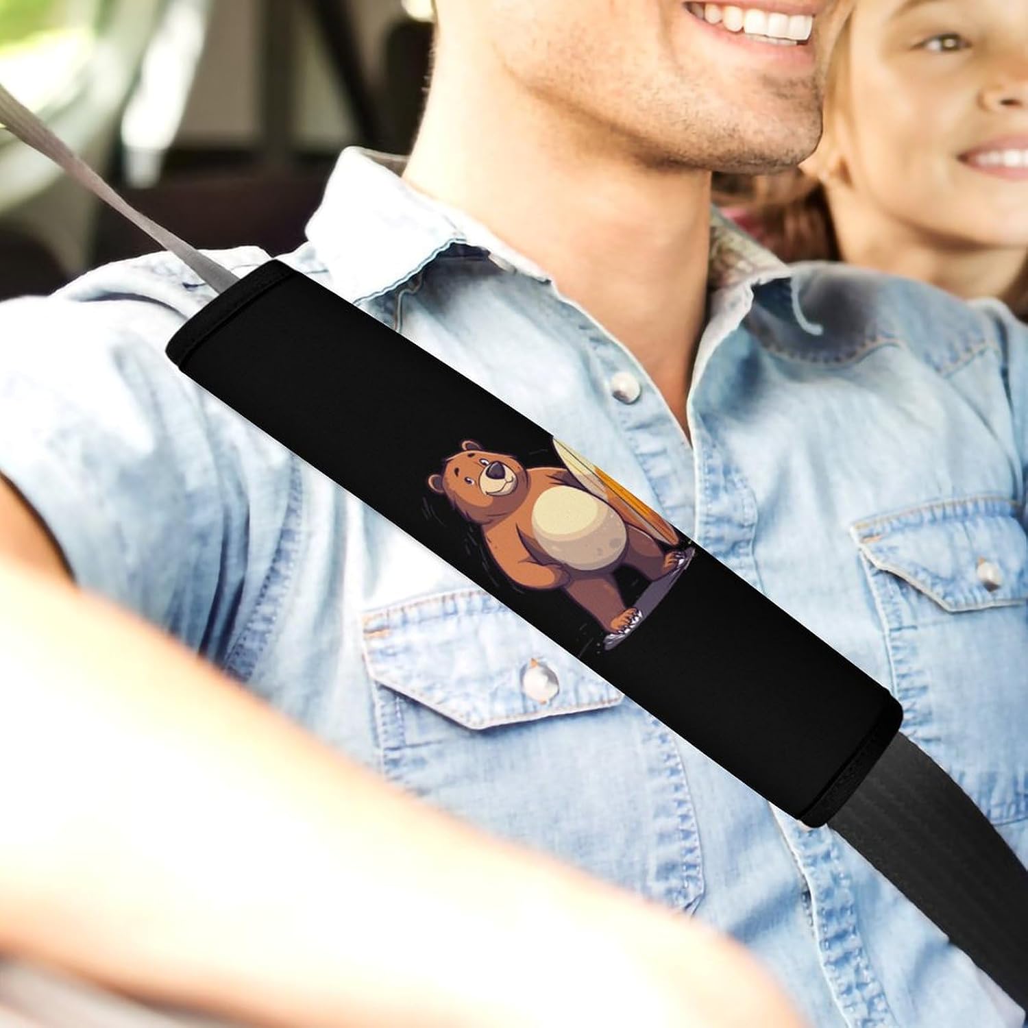 California Surf Bear Car Seat Strap Covers Soft Seat Strap Shoulder Pads Seatbelt Covers for All Car Seats 1PCS