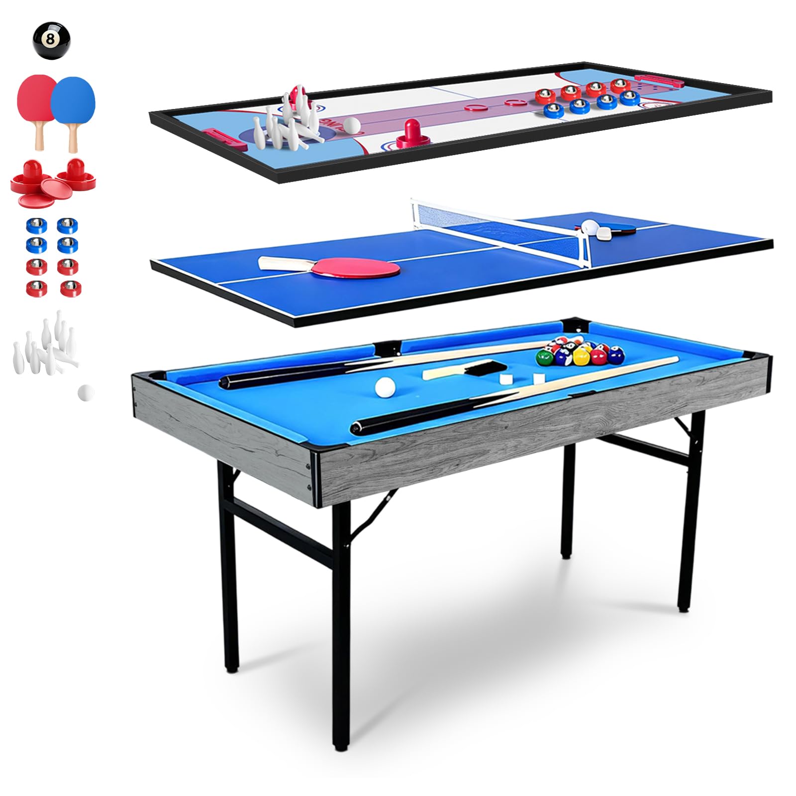 HLC Foldable Game Tables for Family Fun, Space-Saving Entertainment Center for Kids & Adults