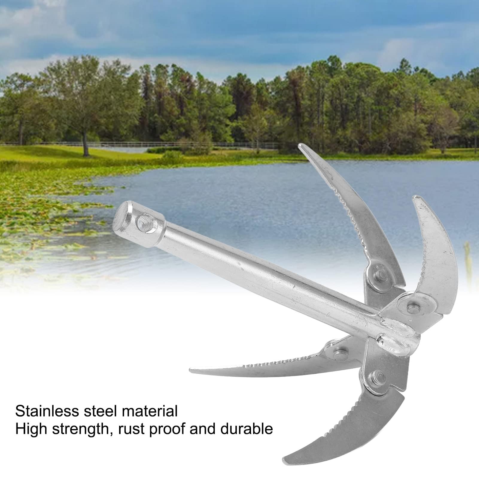 Dilwe Faucille de Pêche Pliable, Couteau à Herbes Aquatiques en Acier Inoxydable avec Corde 10m - Outil de Nettoyage de Poste de Pêche