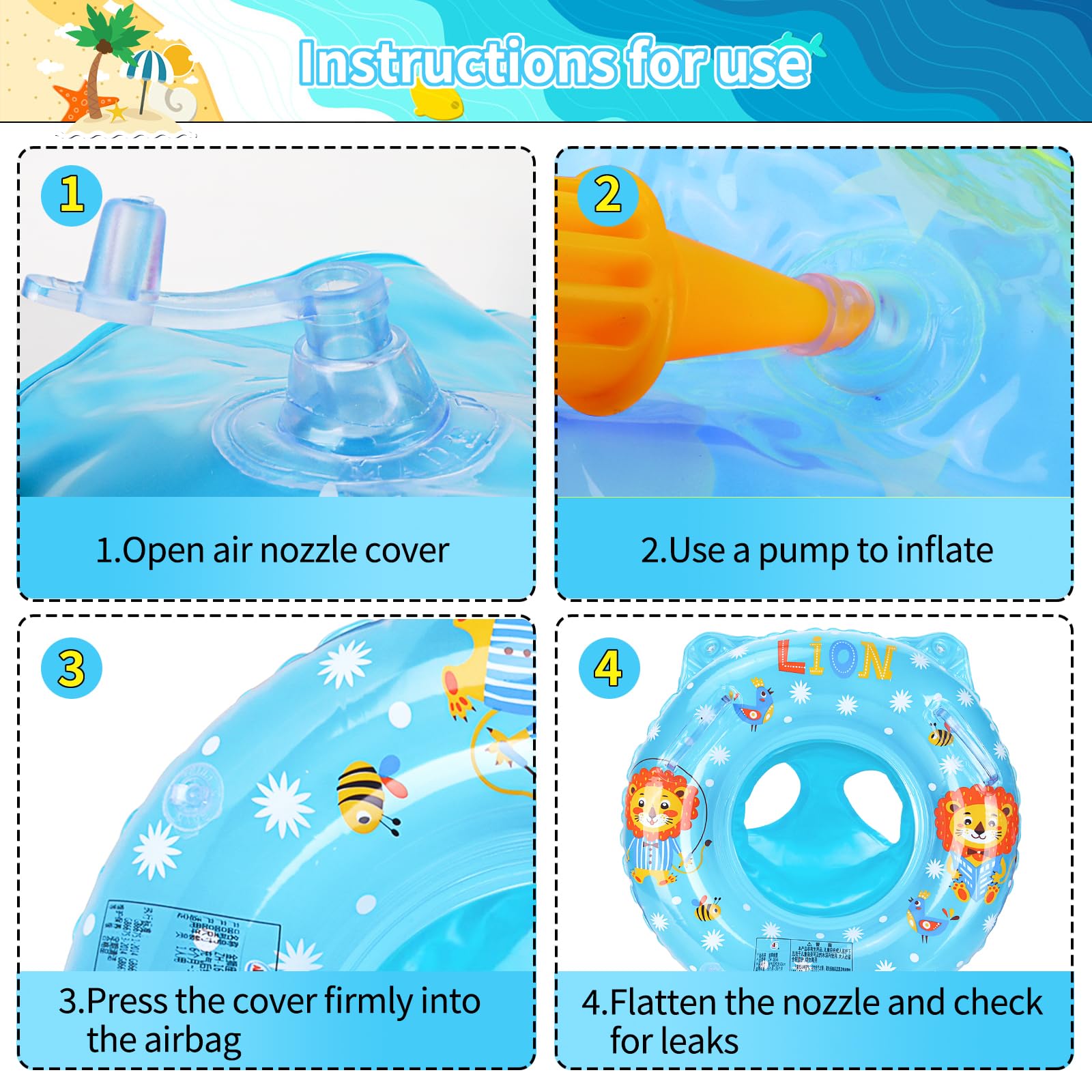 Anello di Nuoto Bambini, Bambino Salvagente con Mutandina, Baby Float Salvagente Gonfiabile Giocattoli Galleggianti Regolabile Doppio Airbag Salvagente per Bambini per età 6-36 Mesi