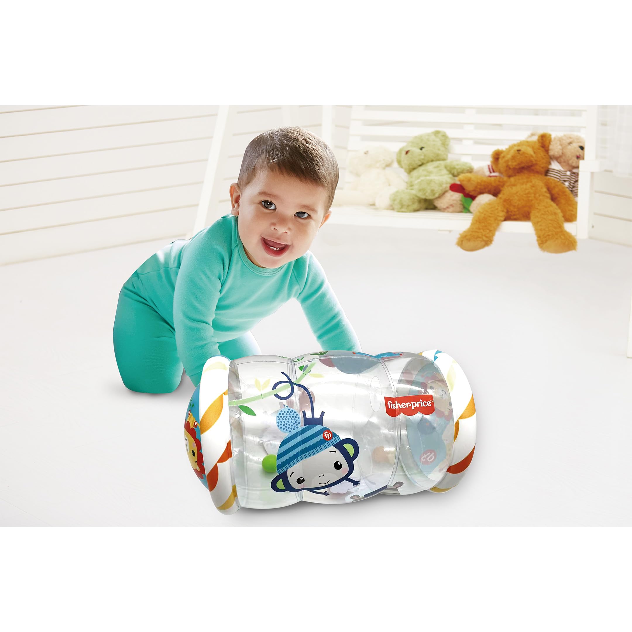 DQB DeQUBE Fisher Price-Baby Roller-Roller Gonfiabile per Neonati-Dimensioni 48 x 44 x 25 cm (Deqube 920D00179)
